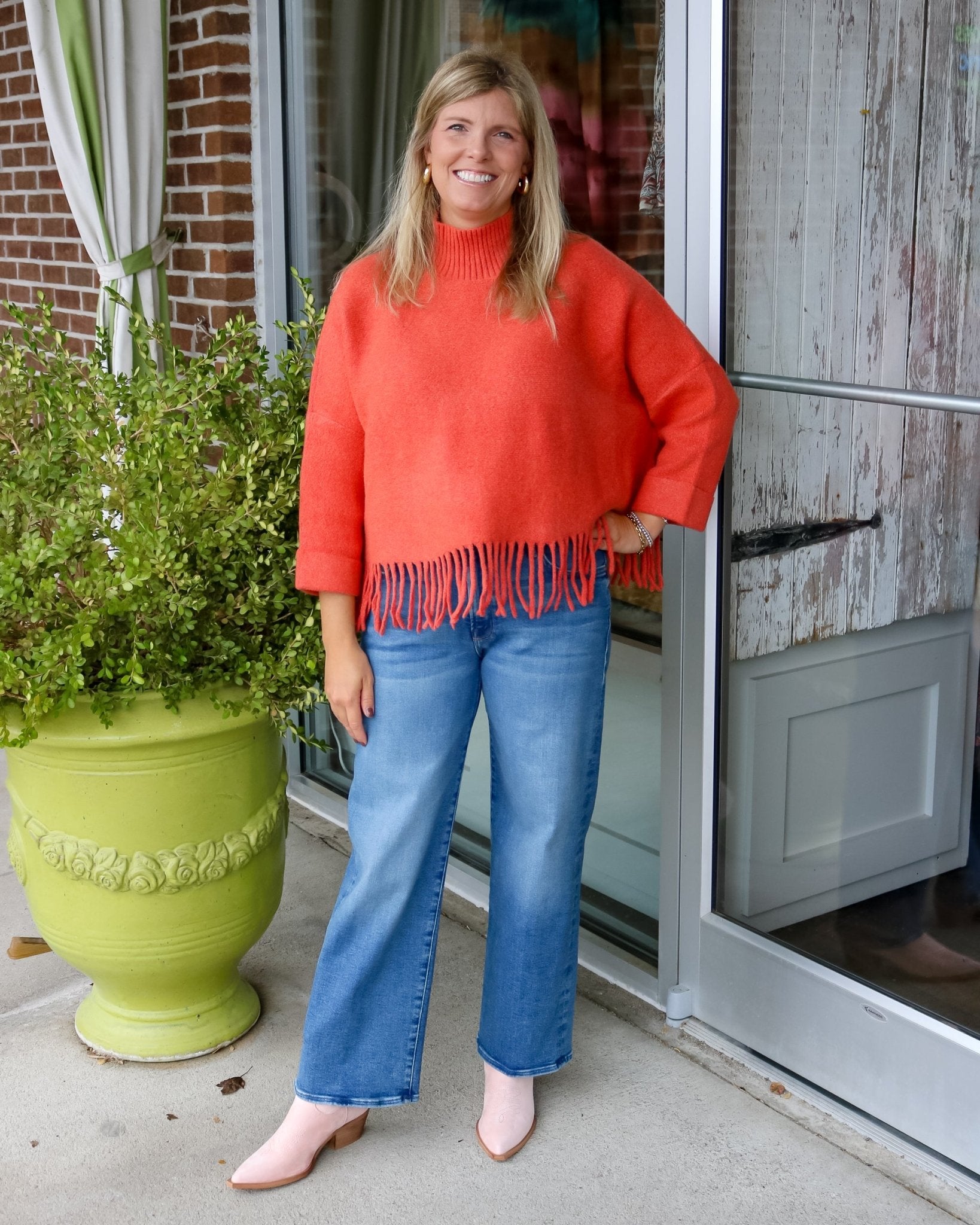 Sachi Aja Sweater with Fringe - Tangerine Glow - Olive You BoutiqueKERISMA INC238028M6423-tangglow