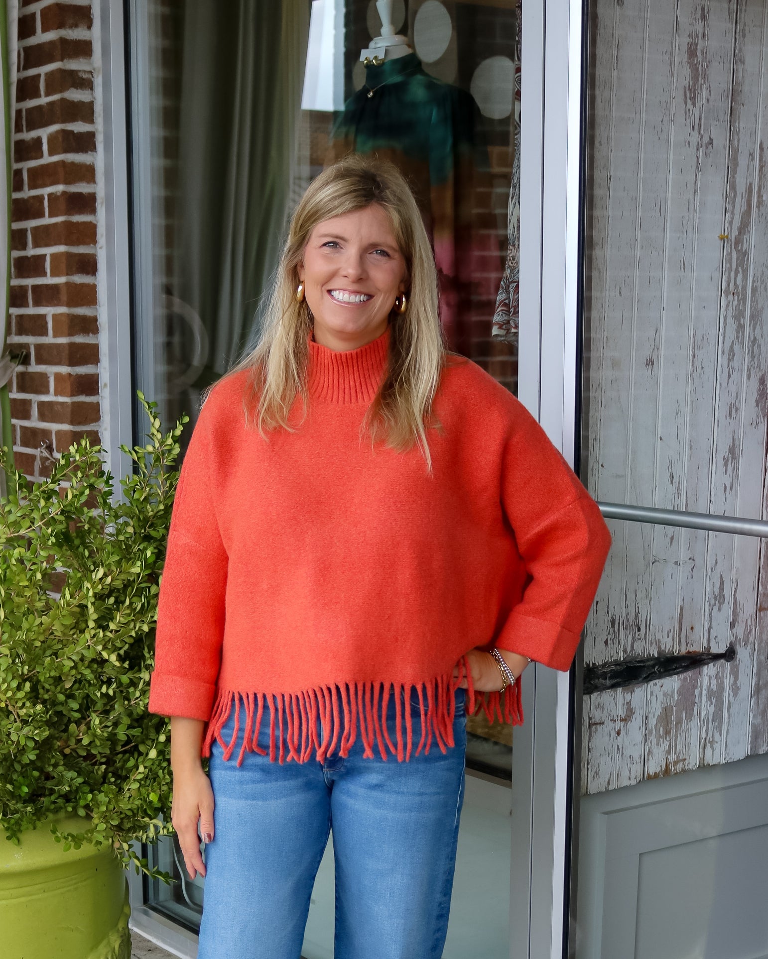 Sachi Aja Sweater with Fringe - Tangerine Glow - Olive You BoutiqueKERISMA INC238028M6423-tangglow