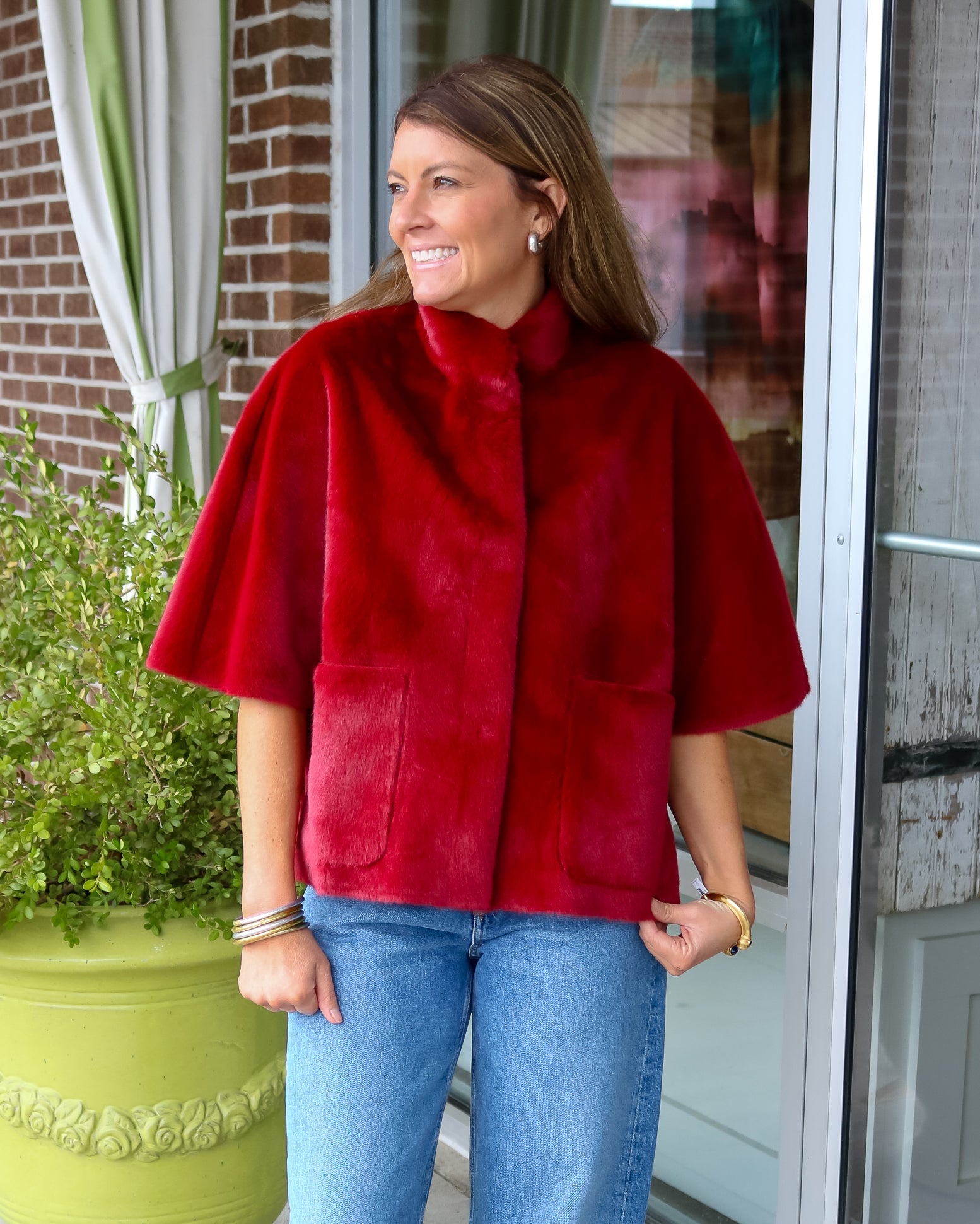 Faux Fur Capelet - Scarlett Red - Olive You BoutiqueIVY JANE238043130255-scarlettred