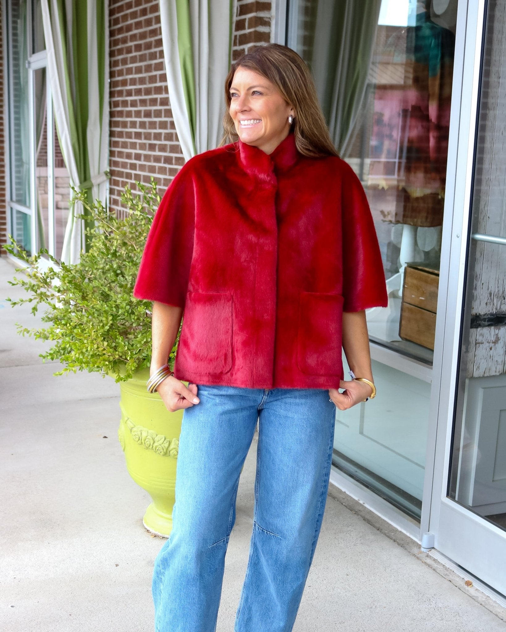 Faux Fur Capelet - Scarlett Red - Olive You BoutiqueIVY JANE238043130255-scarlettred