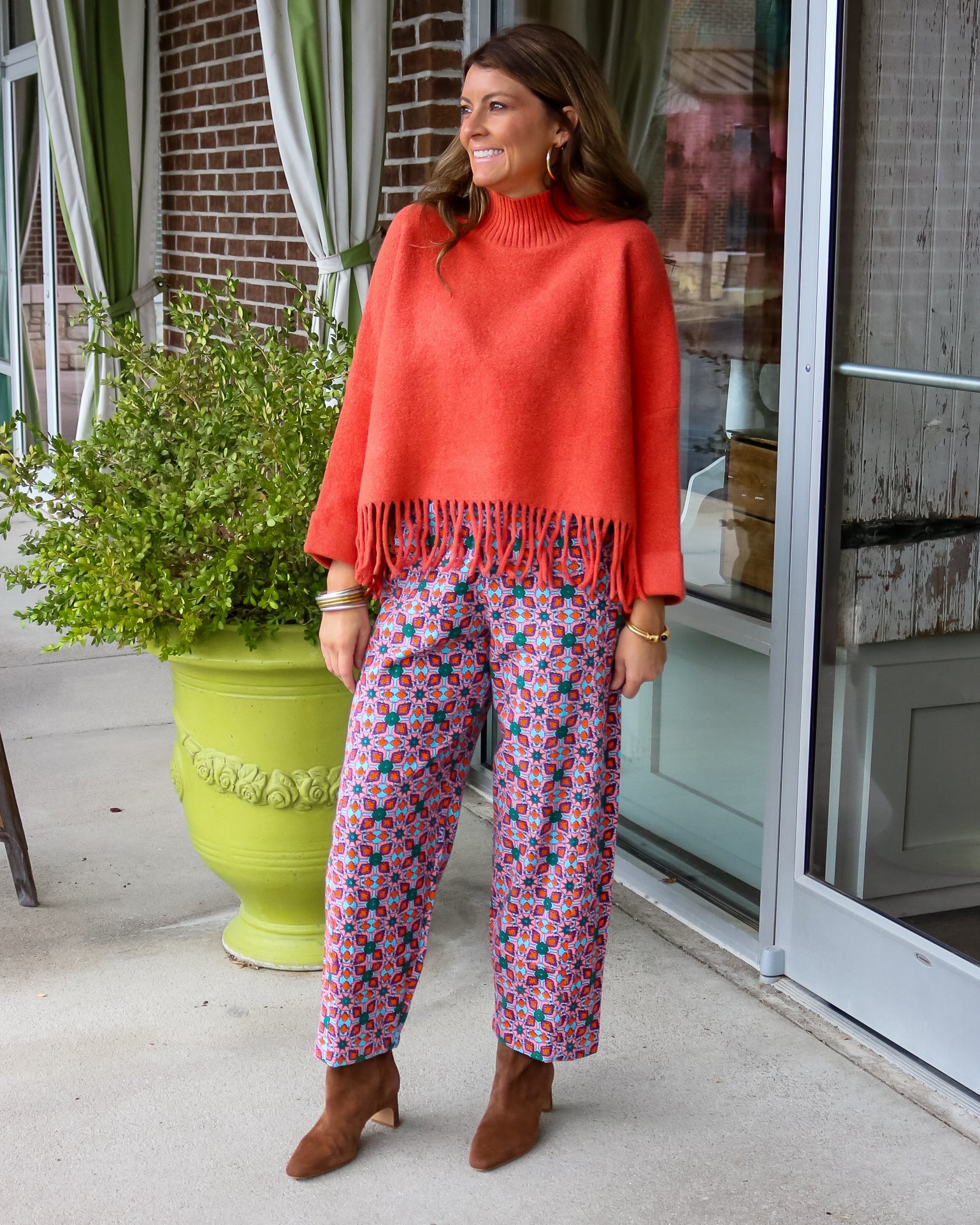 Tile Print Barrel Pant