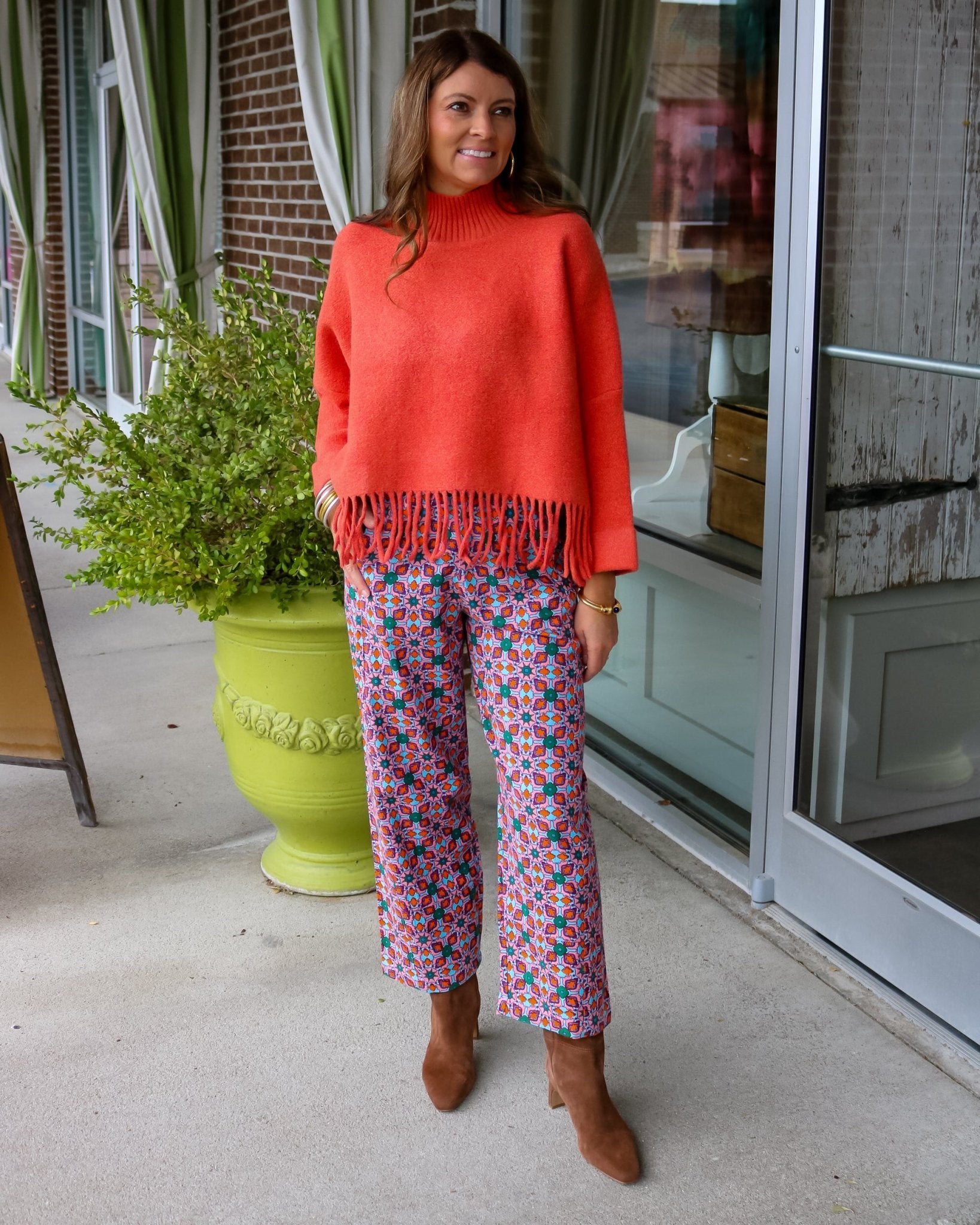 Sachi Aja Sweater with Fringe - Tangerine Glow - Olive You BoutiqueKERISMA INC238028M6423-tangglow