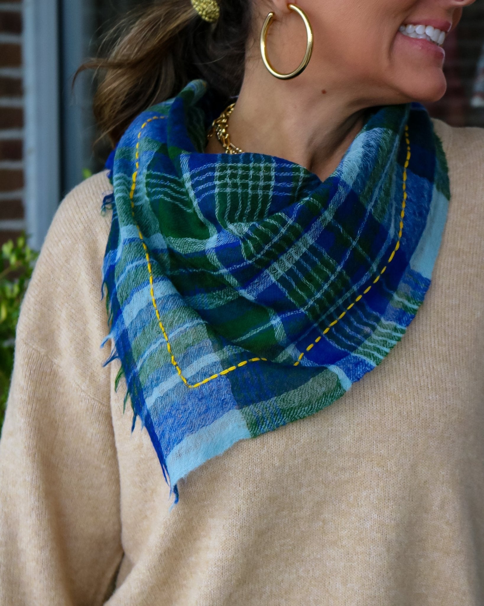 Electric Blue Check Scarf - Olive You BoutiqueVISMAYA23798320239-Electric Blue