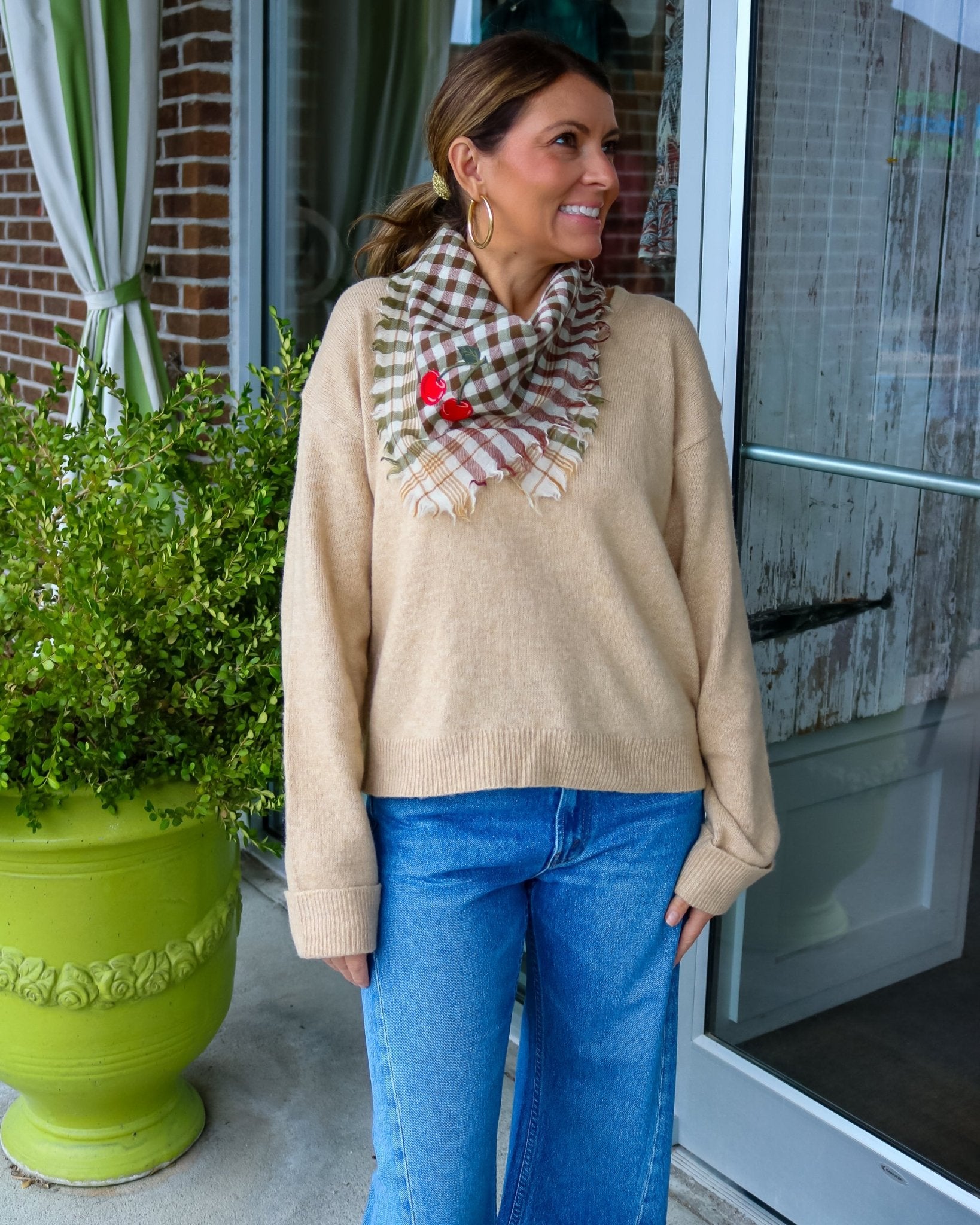 Small Check Scarf - Cherries - Olive You BoutiqueVISMAYA23799020241