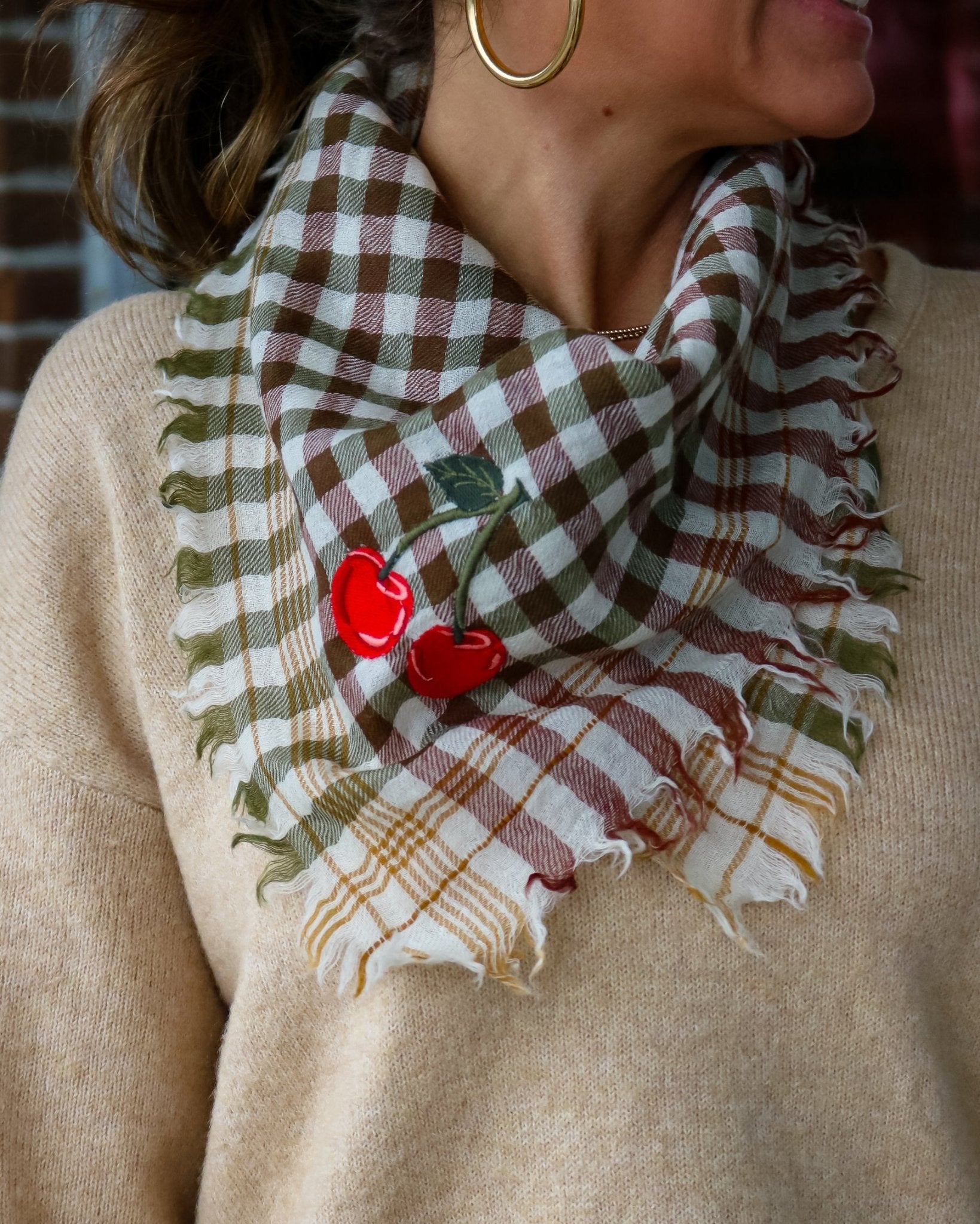 Small Check Scarf - Cherries - Olive You BoutiqueVISMAYA23799020241