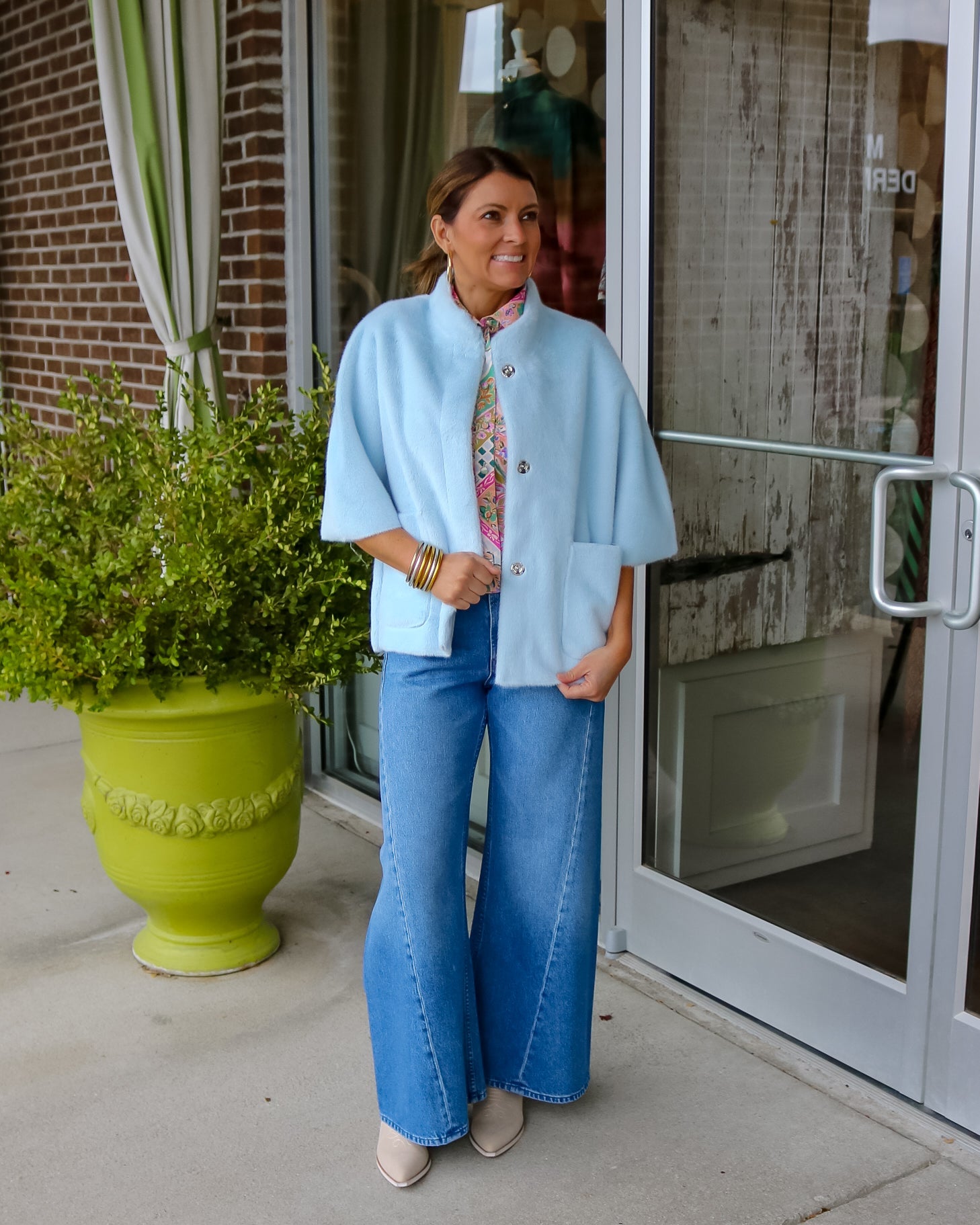 Faux Fur Capelet - Blue - Olive You BoutiqueIVY JANE238035130255-blue