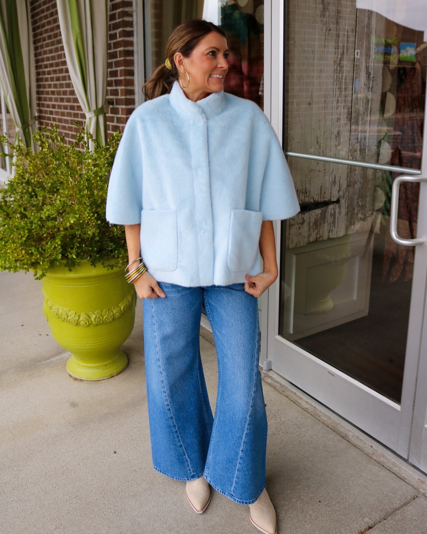 Faux Fur Capelet - Blue - Olive You BoutiqueIVY JANE238035130255-blue