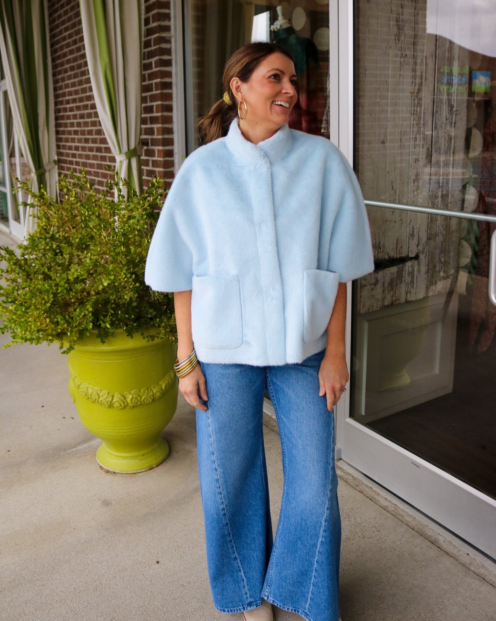 Faux Fur Capelet - Blue - Olive You BoutiqueIVY JANE238035130255-blue