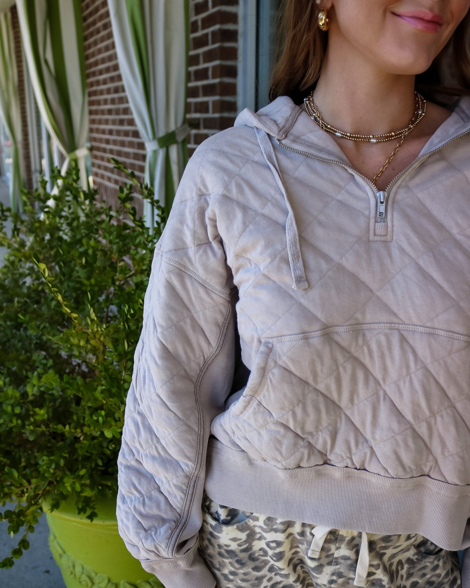 Quilted Easy Quarter Zip - Olive You BoutiqueOLIVE YOU236583J3153-bt