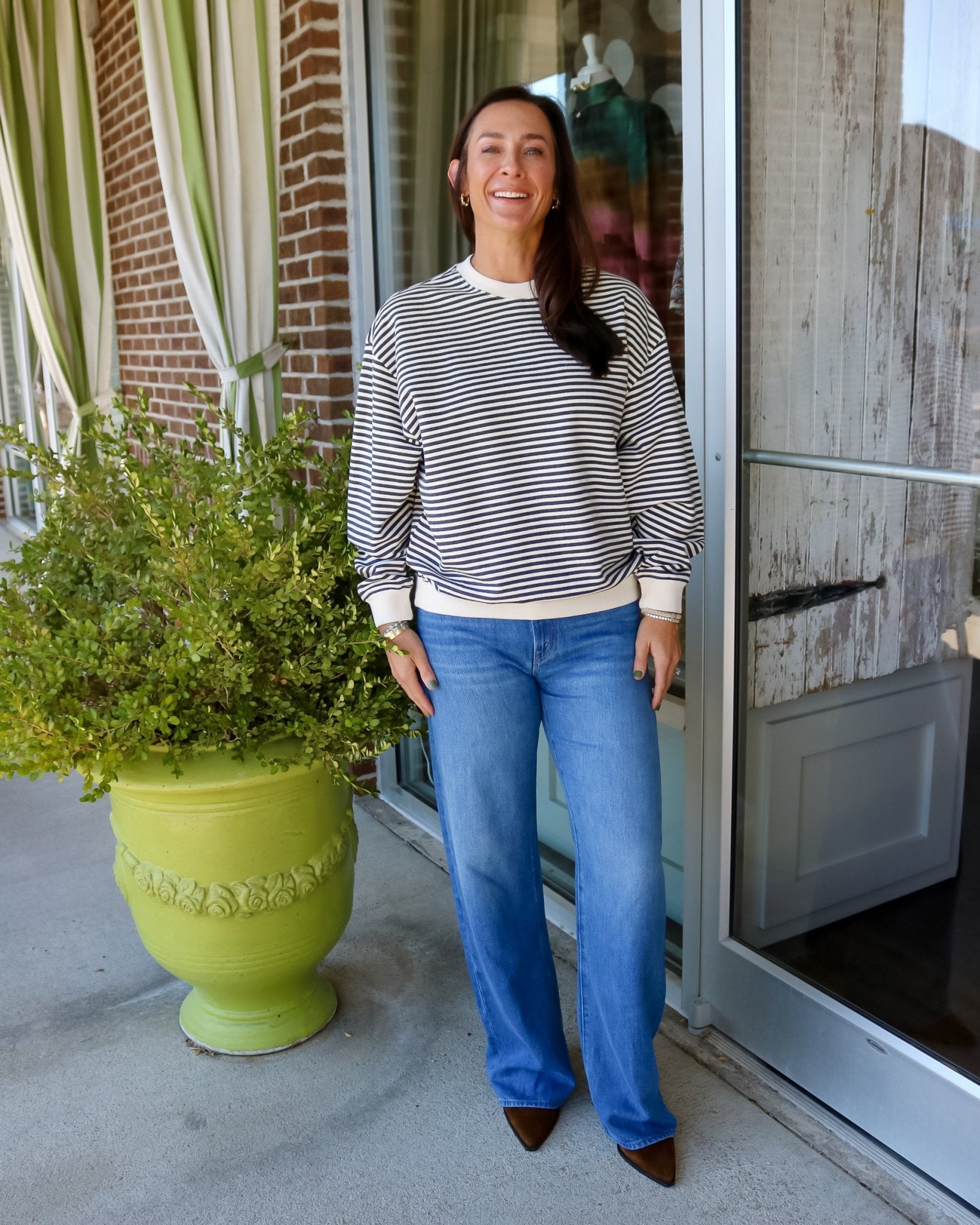 Oversized Stripe Sweatshirt - Olive You BoutiqueClare V.230848CVA1000390