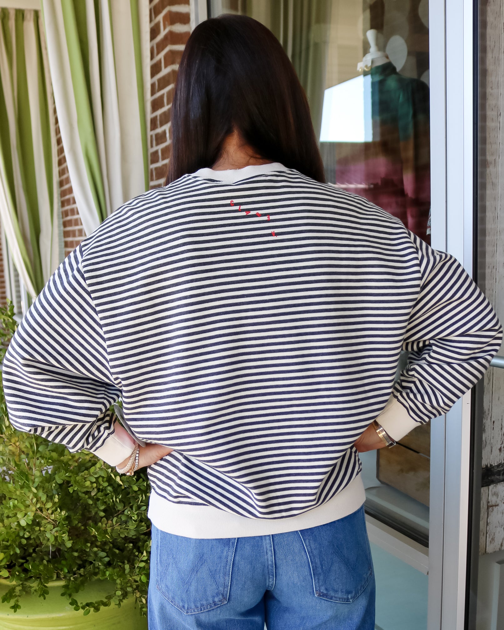 Oversized Stripe Sweatshirt - Olive You BoutiqueClare V.230848CVA1000390
