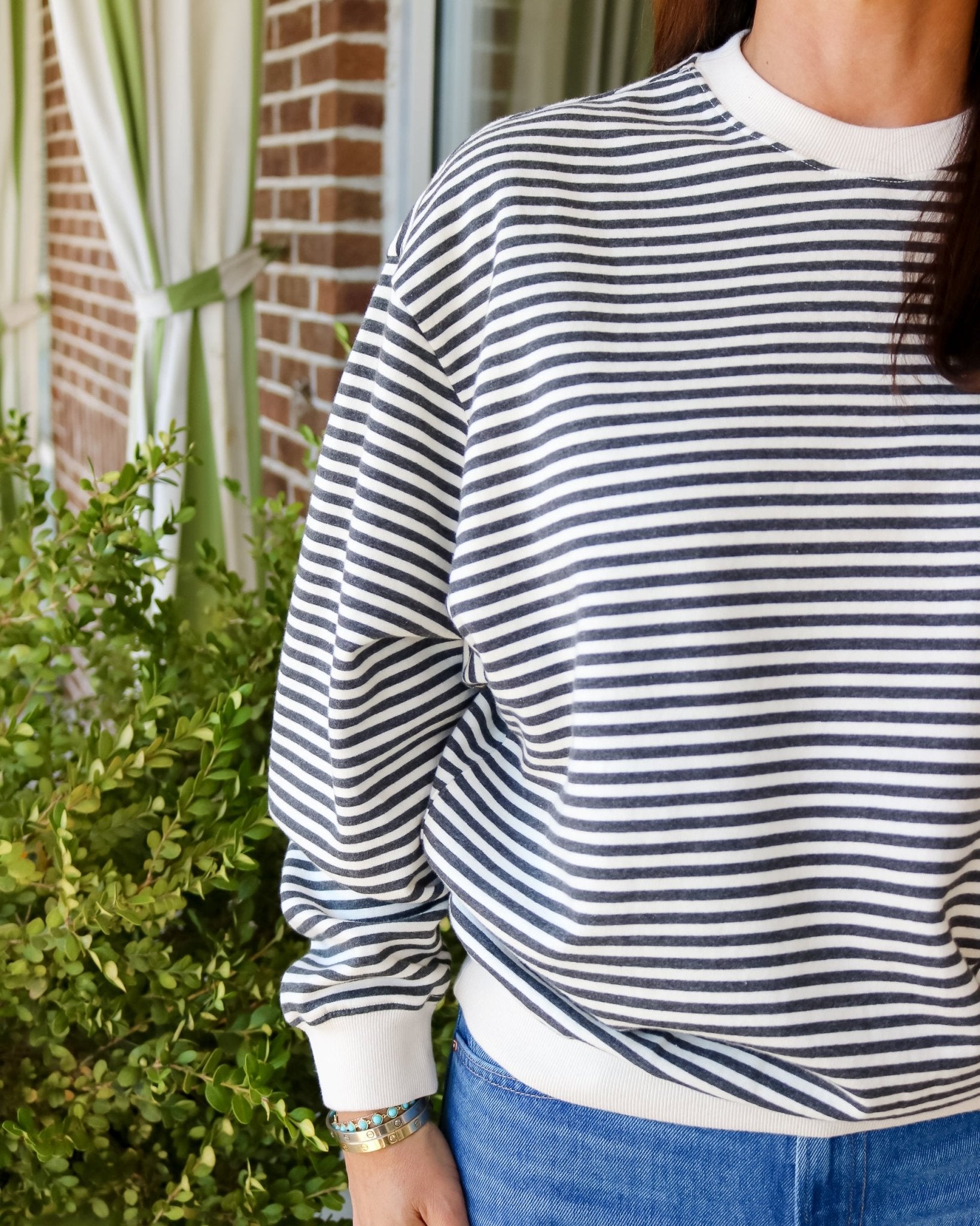 Oversized Stripe Sweatshirt - Olive You BoutiqueClare V.230848CVA1000390