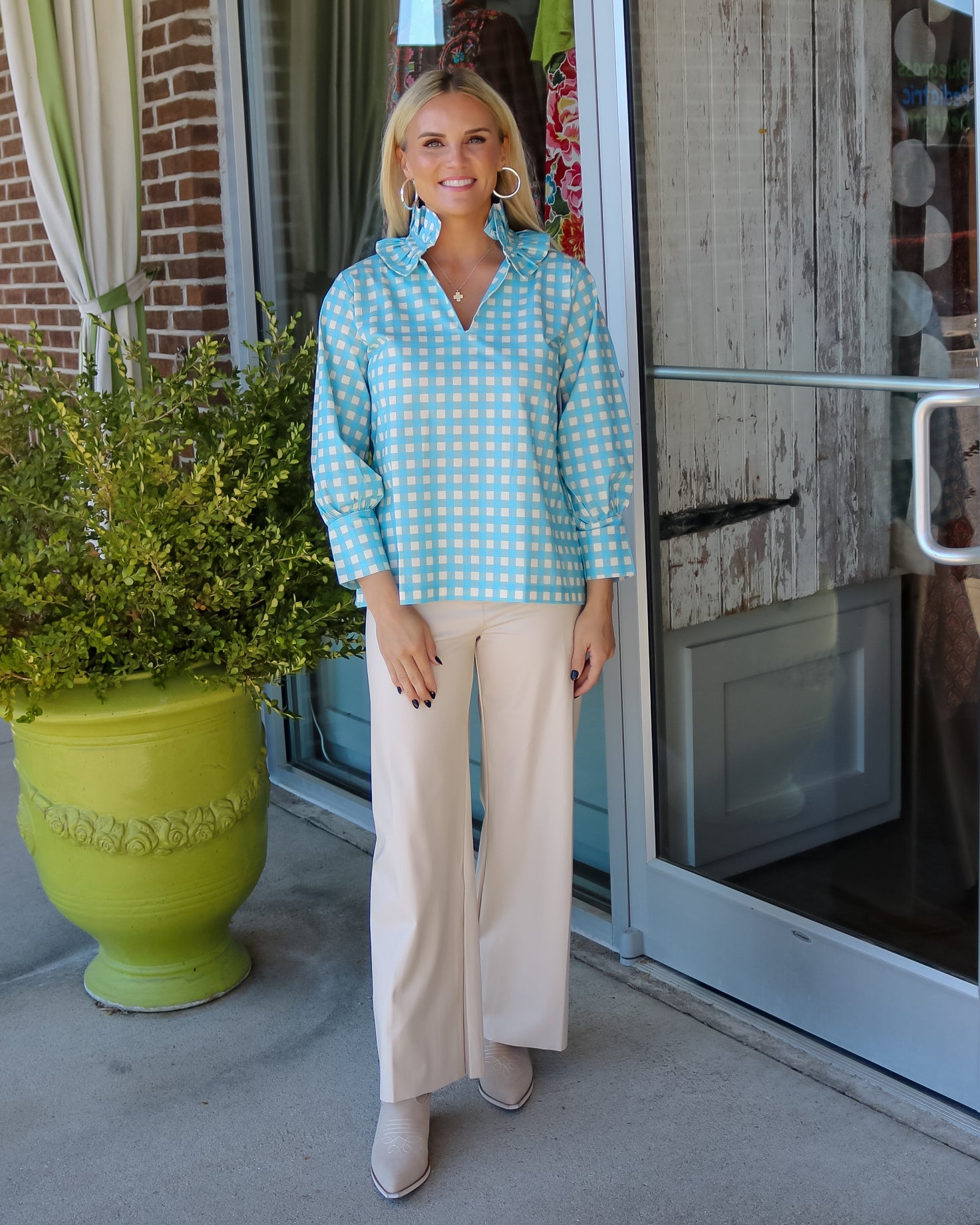 High Waist Vegan Leather Wide Pant - Travertine - Olive You BoutiqueLysse2343903253