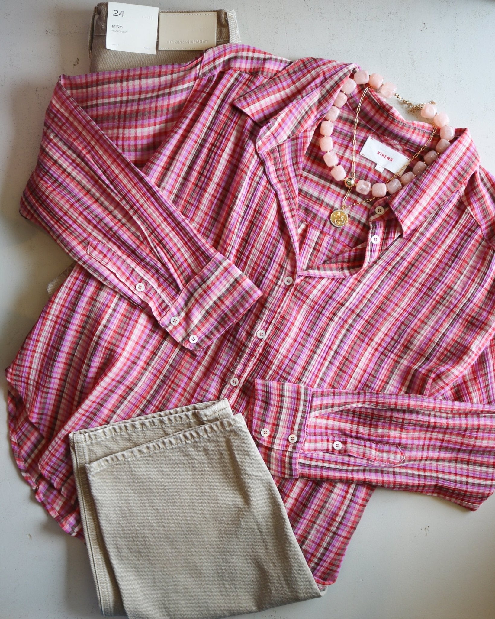 Jace Button Down Stripe Top - Olive You BoutiqueXIRENA229175X5CIC048