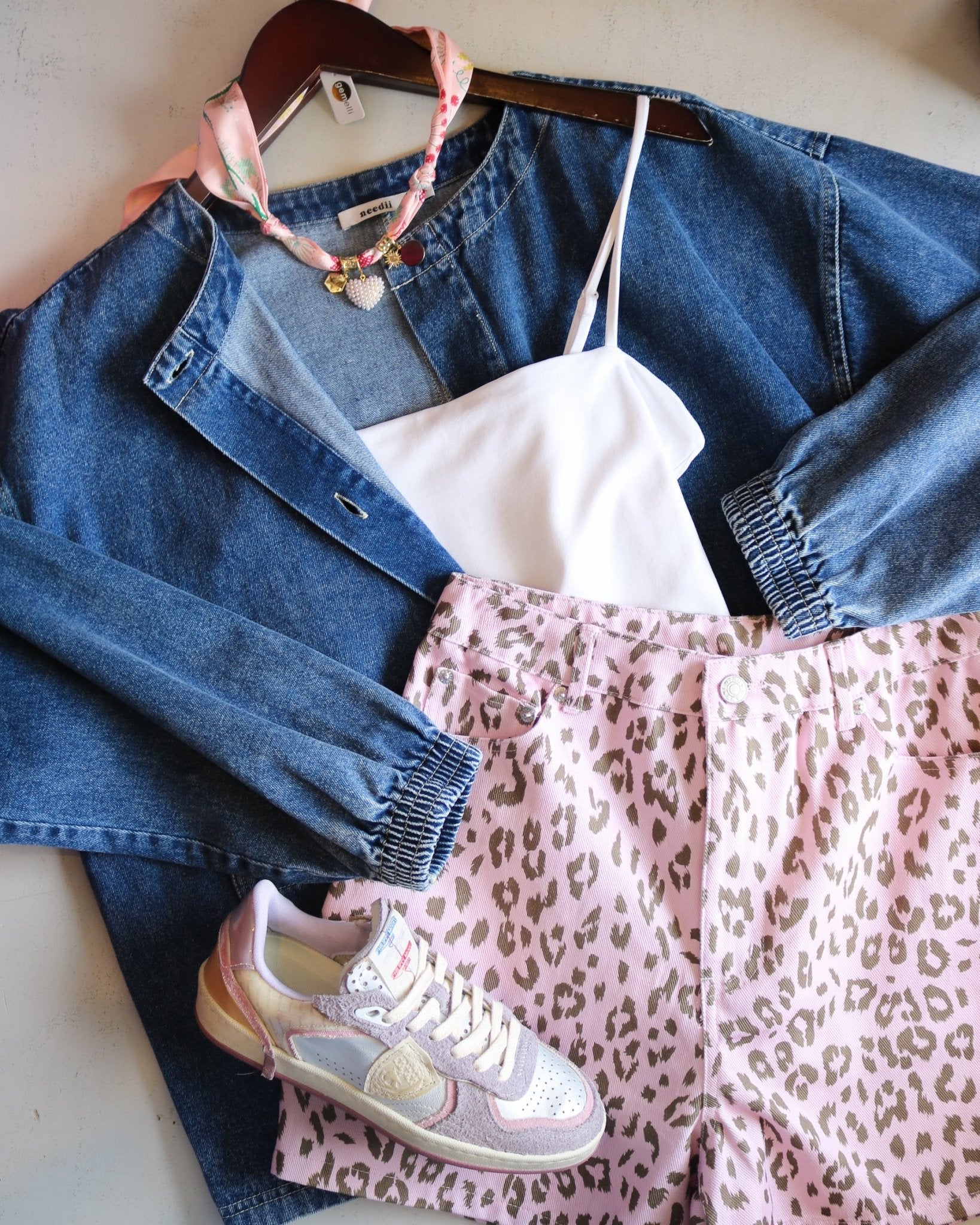 Denim Cheetah Print Shorts - Olive You BoutiqueOLIVE YOU230939