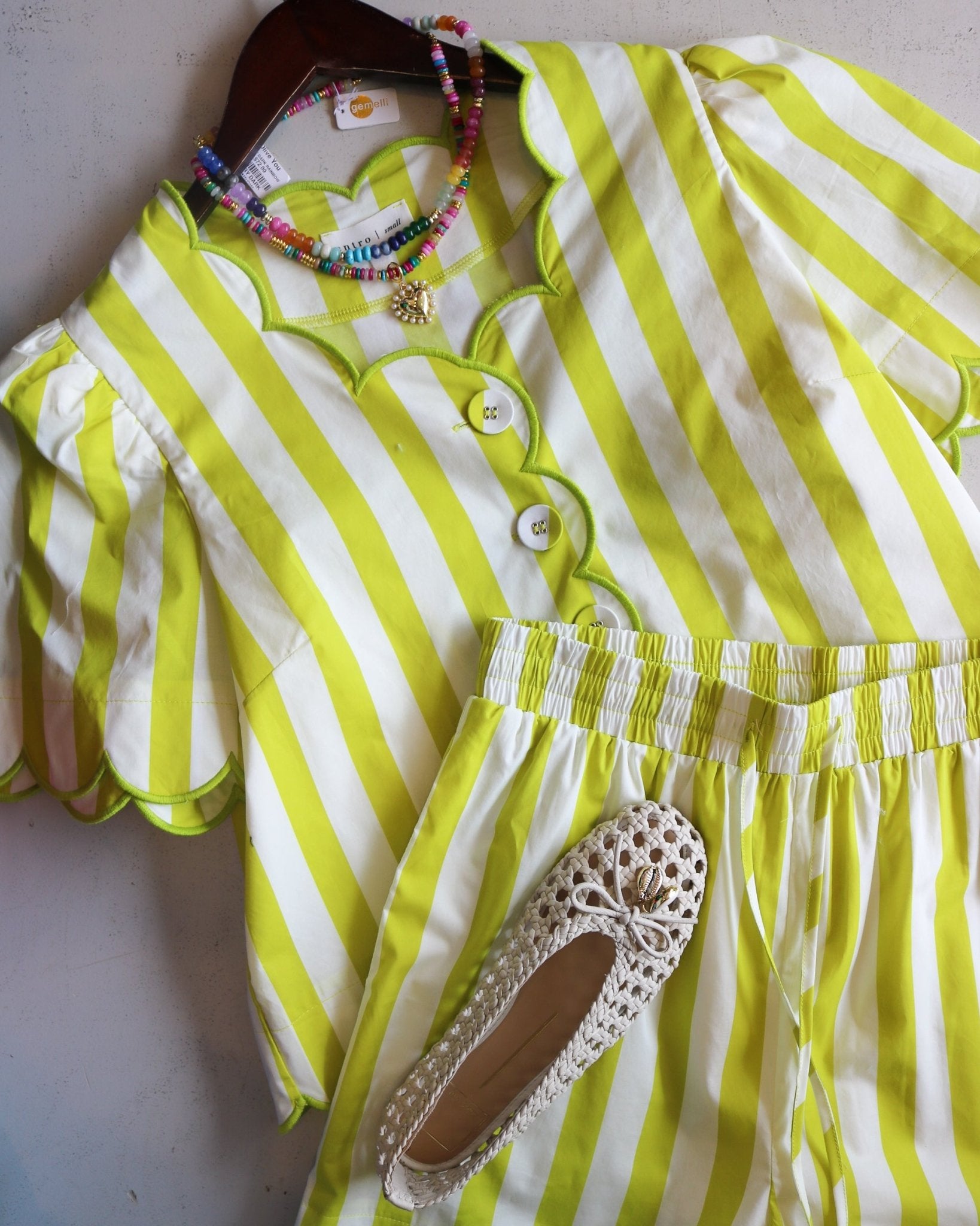 Sweet Scalloped and Striped Short - Olive You BoutiqueENTRO231312P30758