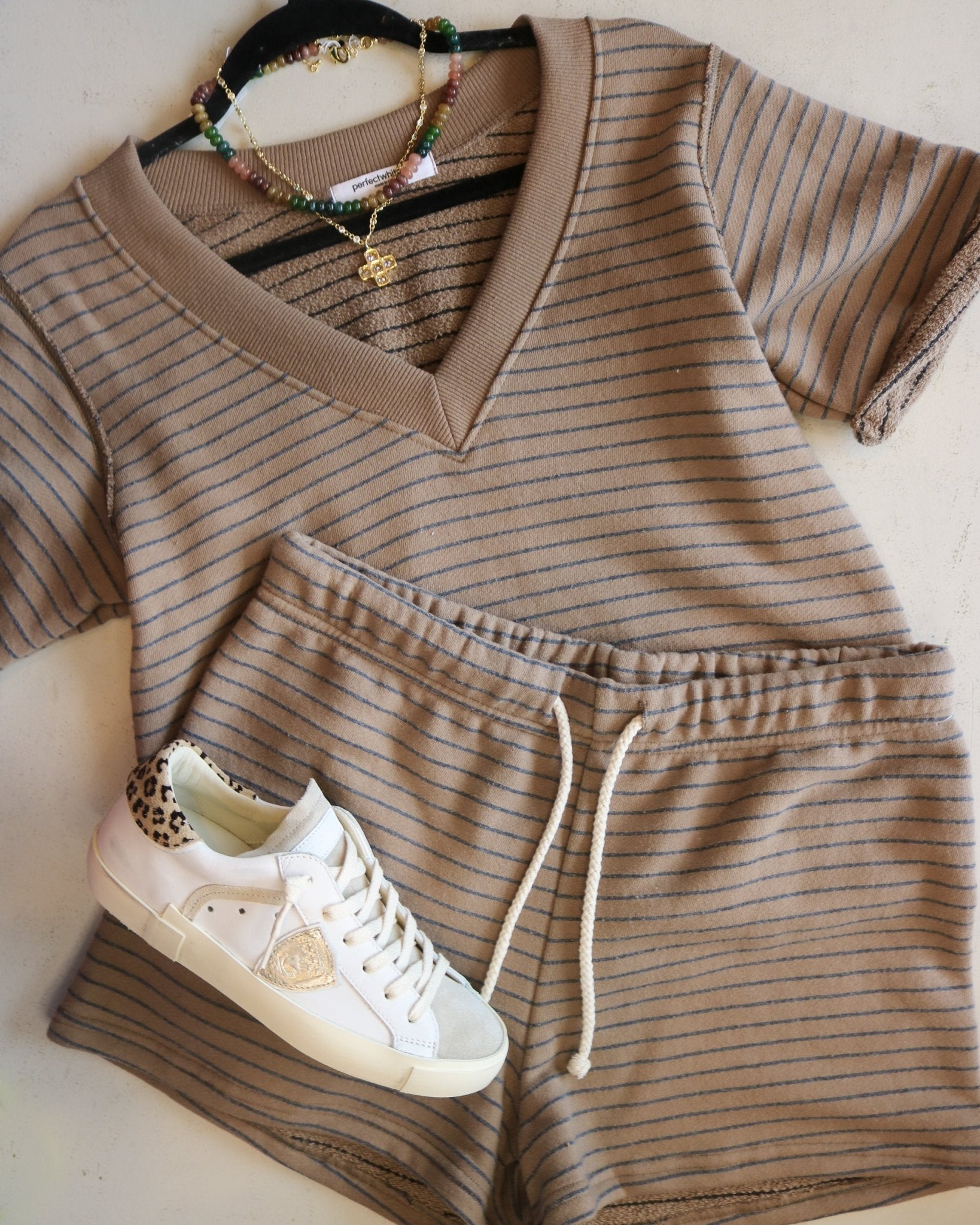 Briggs Stripe Short Sleeve Sweatshirt - Olive You BoutiquePERFECTWHITETEE227914T269-F100-BRIGGS