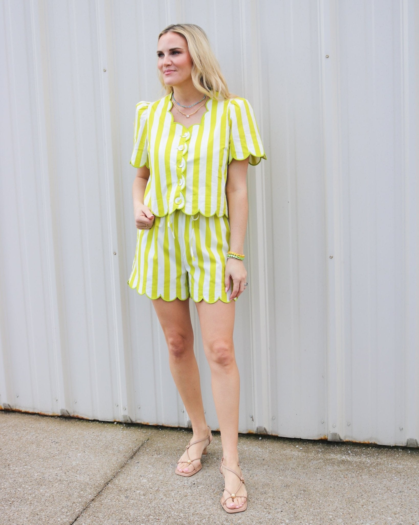 Sweet Scalloped and Striped Short - Olive You BoutiqueENTRO231312P30758