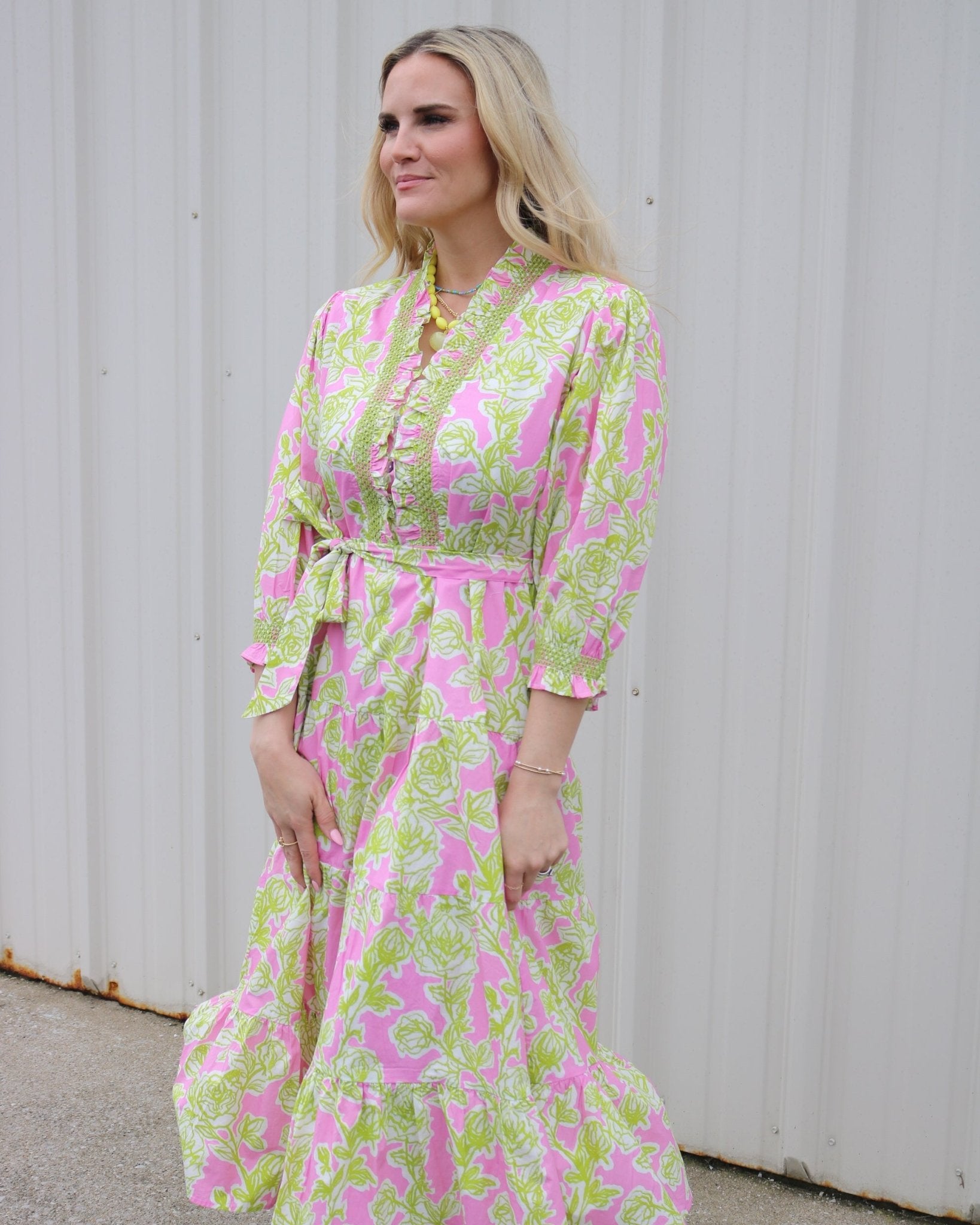 Rose Bouquet Tie Waist Dress - Olive You BoutiqueUNCLE FRANK22680674639