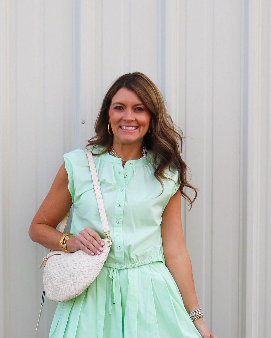 Button Front Elastic Waist Top - Olive You BoutiqueLOVE THE LABEL229142L2602-3381