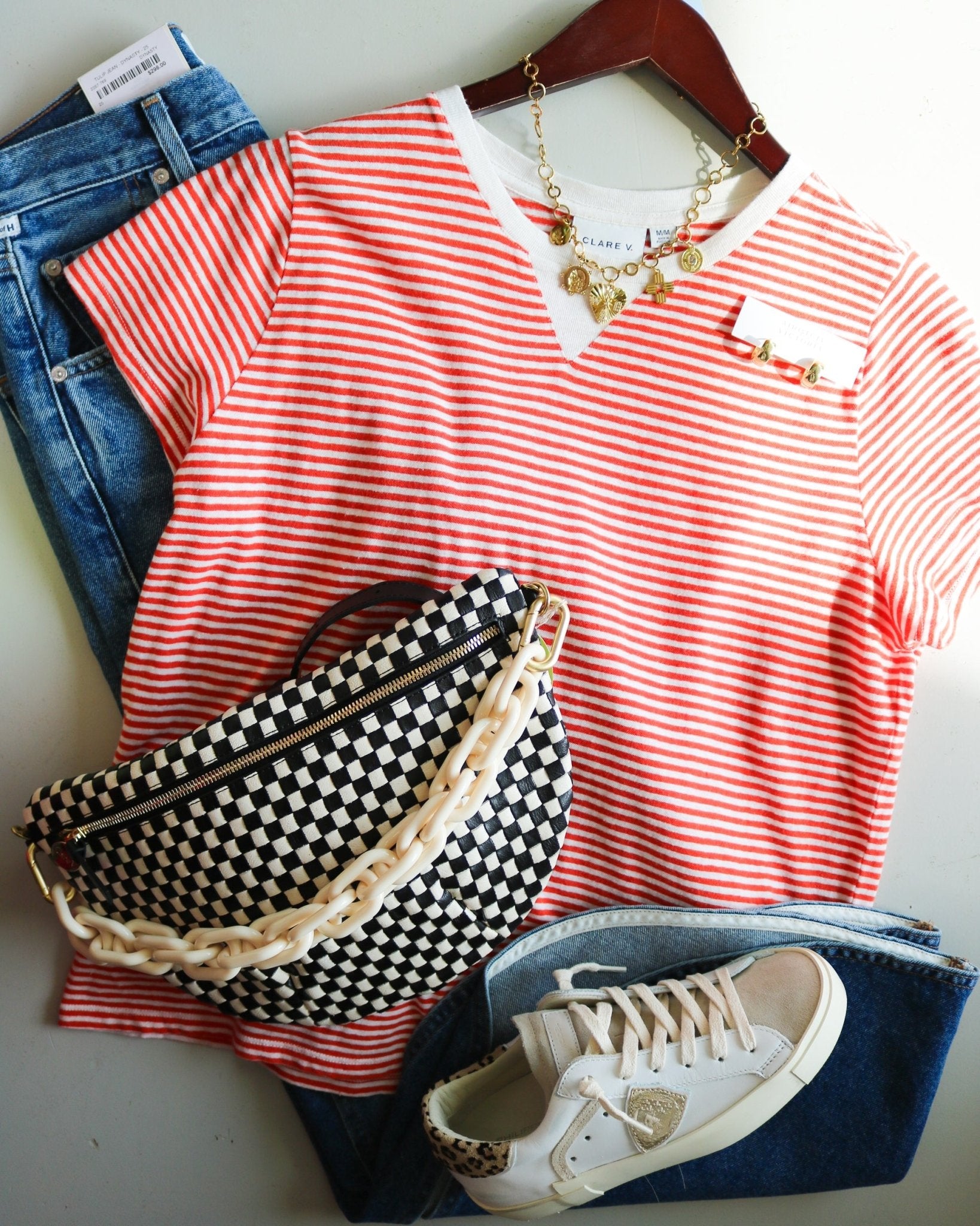 Classic Cotton Linen Stripe Tee - Olive You BoutiqueClare V.227225