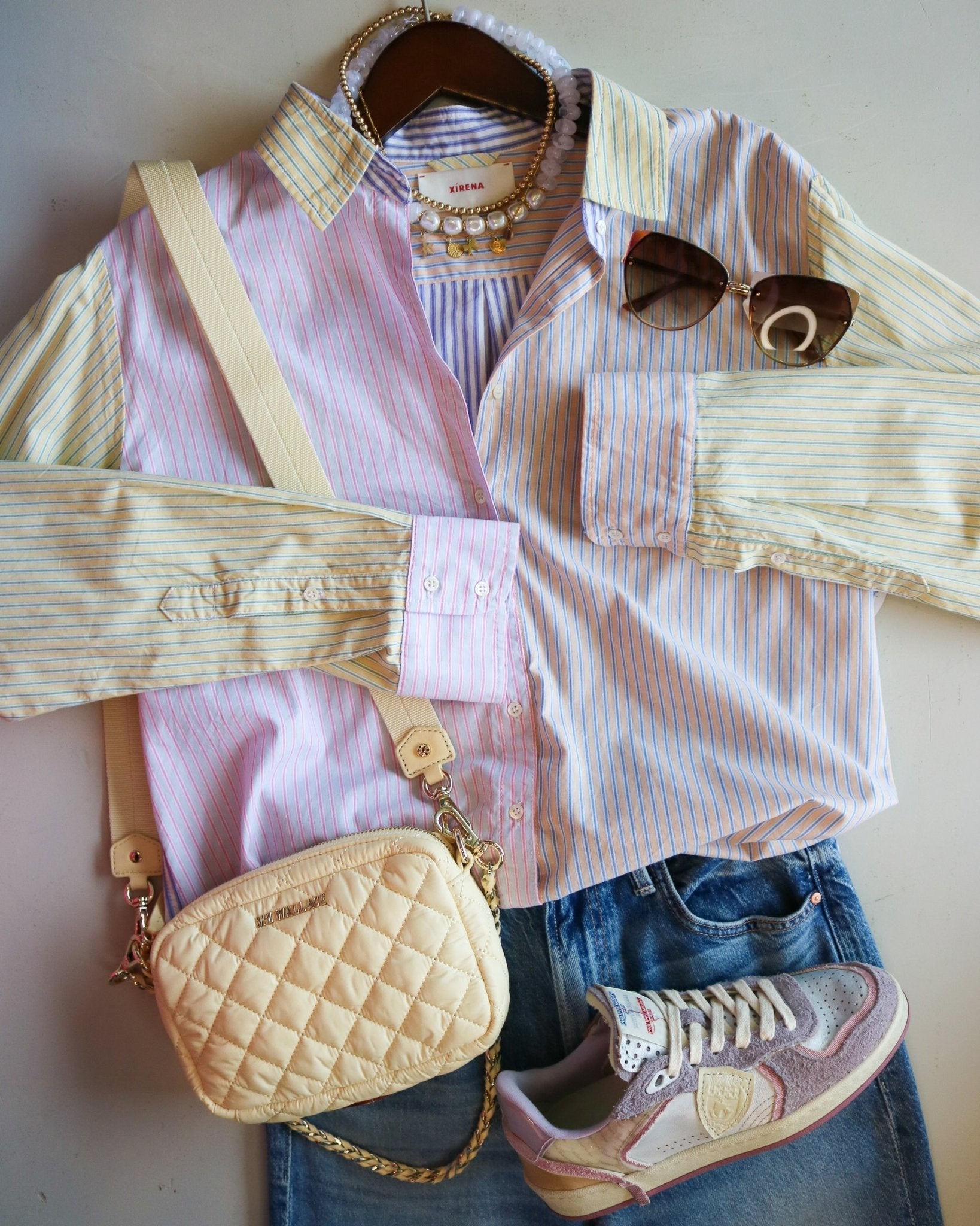 Mixed Stripe Button Down Top - Olive You BoutiqueXIRENA22928318453989