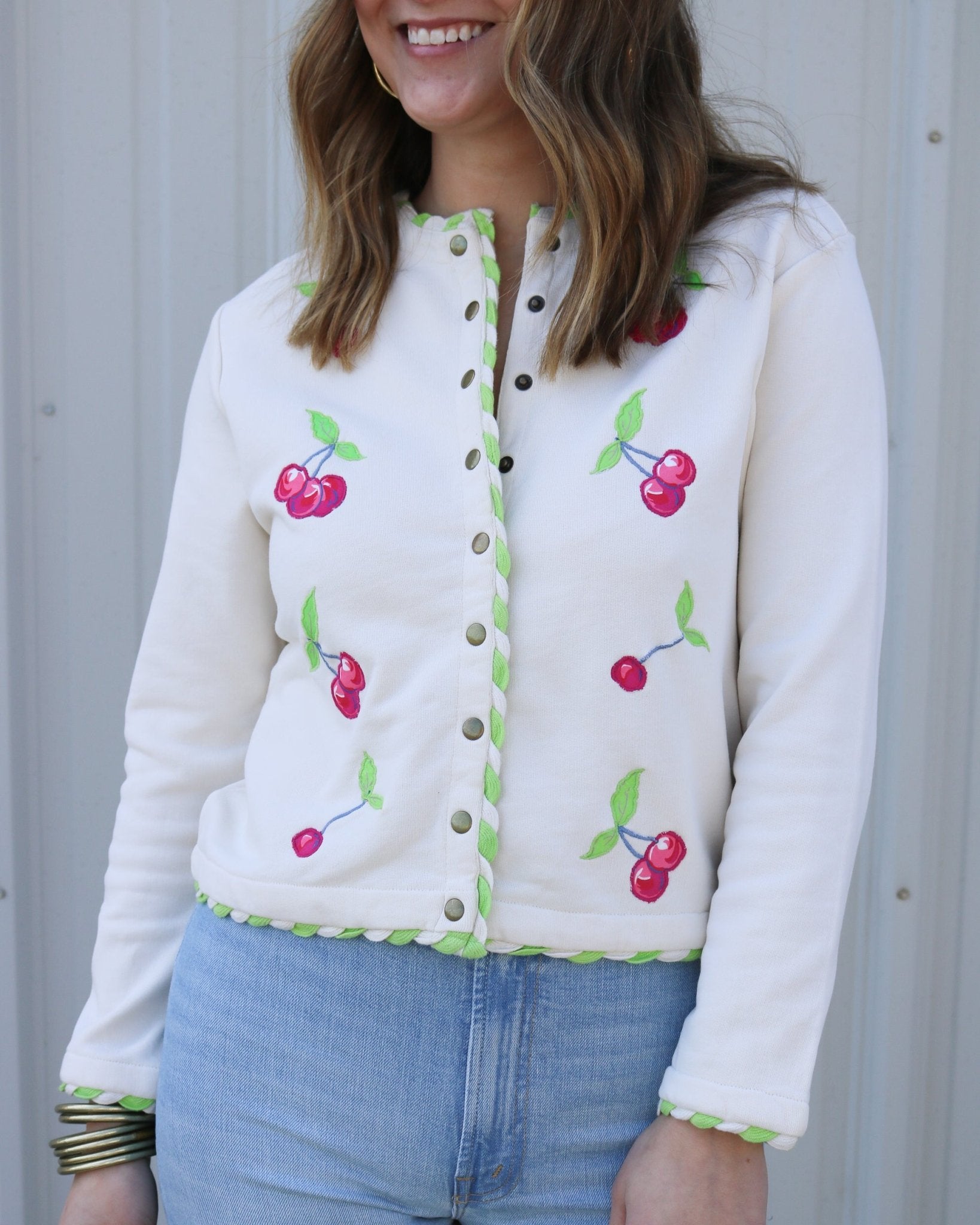 Cherry Embroidered Cardigan - Olive You BoutiqueELIZABETH JAMES THE LABEL227778277298