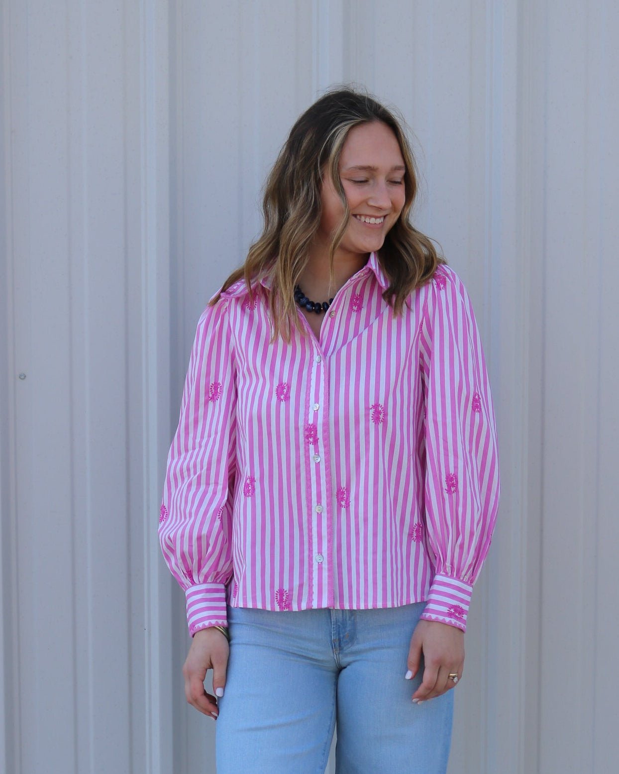 Button Up Stripe Blouse - Olive You BoutiqueOLIVE YOU232115T29849