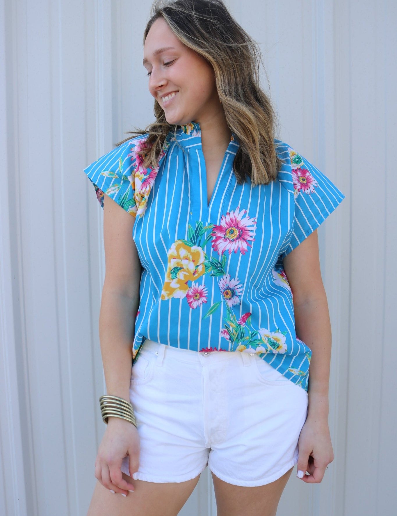 Blue Bell Garden Stripe Blouse - Olive You BoutiqueOLIVE YOU232112T29814