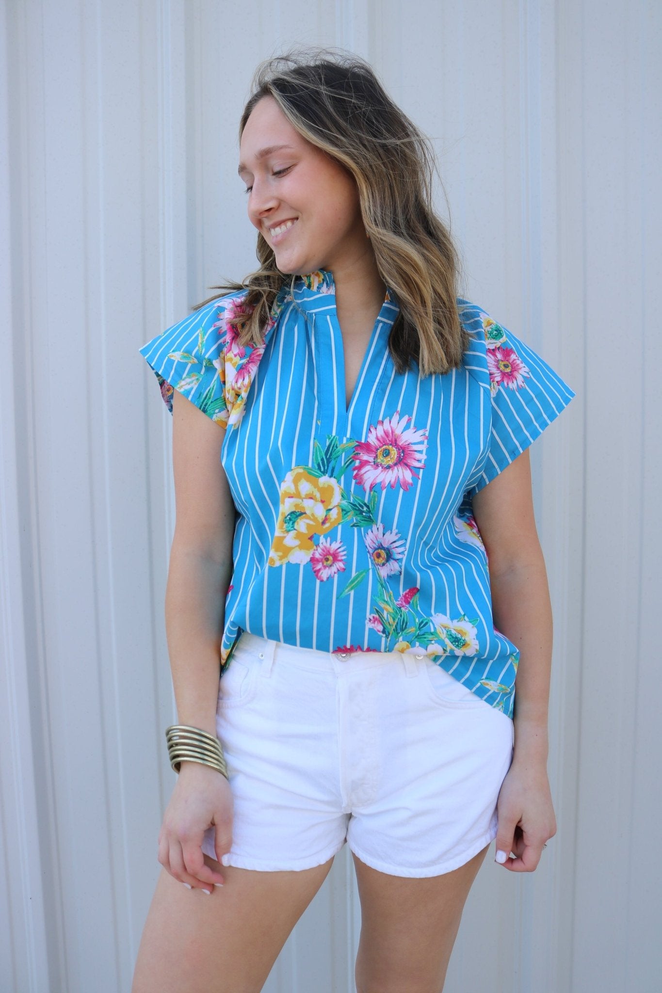 Blue Bell Garden Stripe Blouse - Olive You BoutiqueOLIVE YOU232112T29814