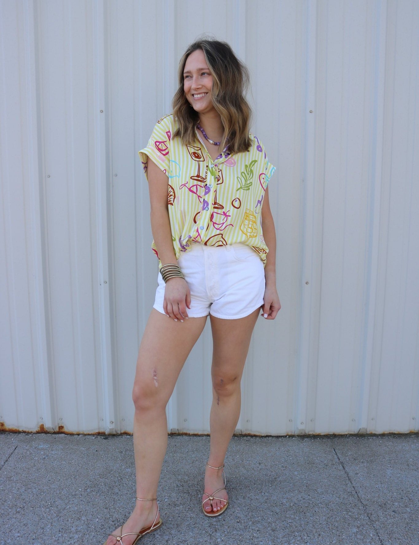 Happy Hour Stripe Blouse - Olive You BoutiqueOLIVE YOU232121T30176