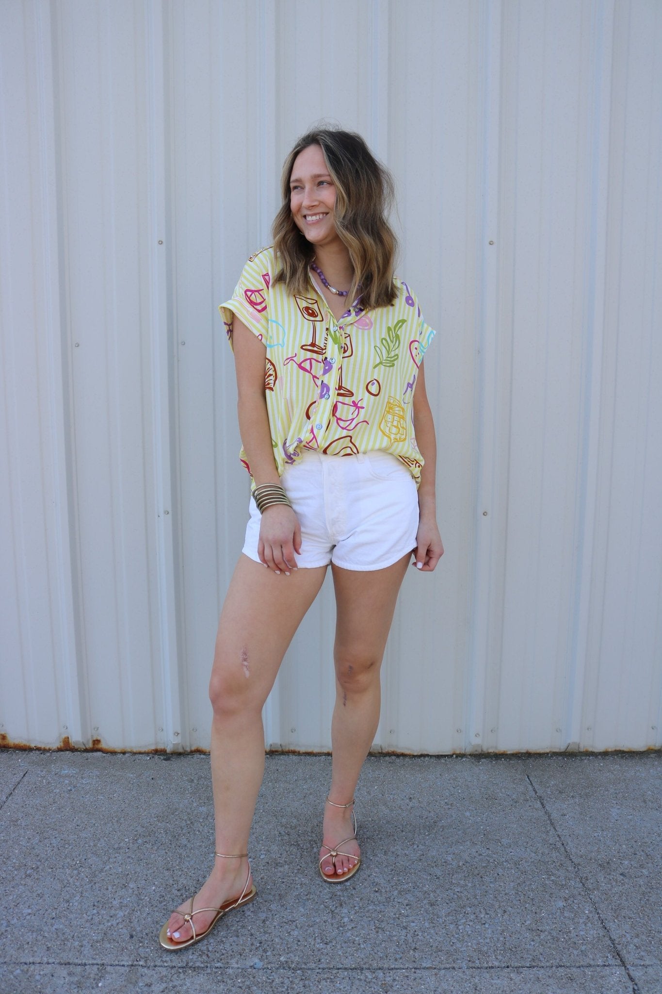 Happy Hour Stripe Blouse - Olive You BoutiqueOLIVE YOU232121T30176