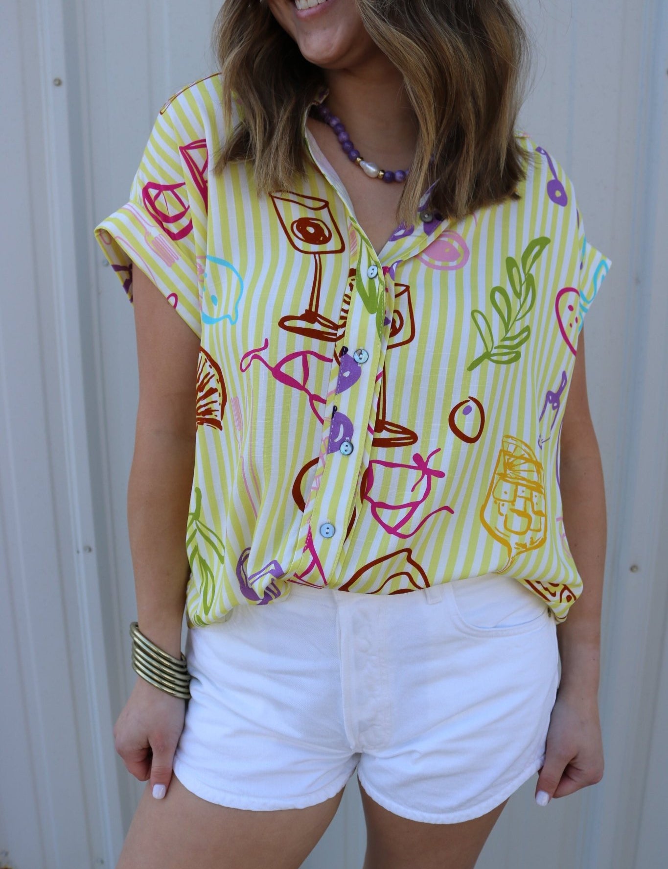 Happy Hour Stripe Blouse - Olive You BoutiqueOLIVE YOU232121T30176