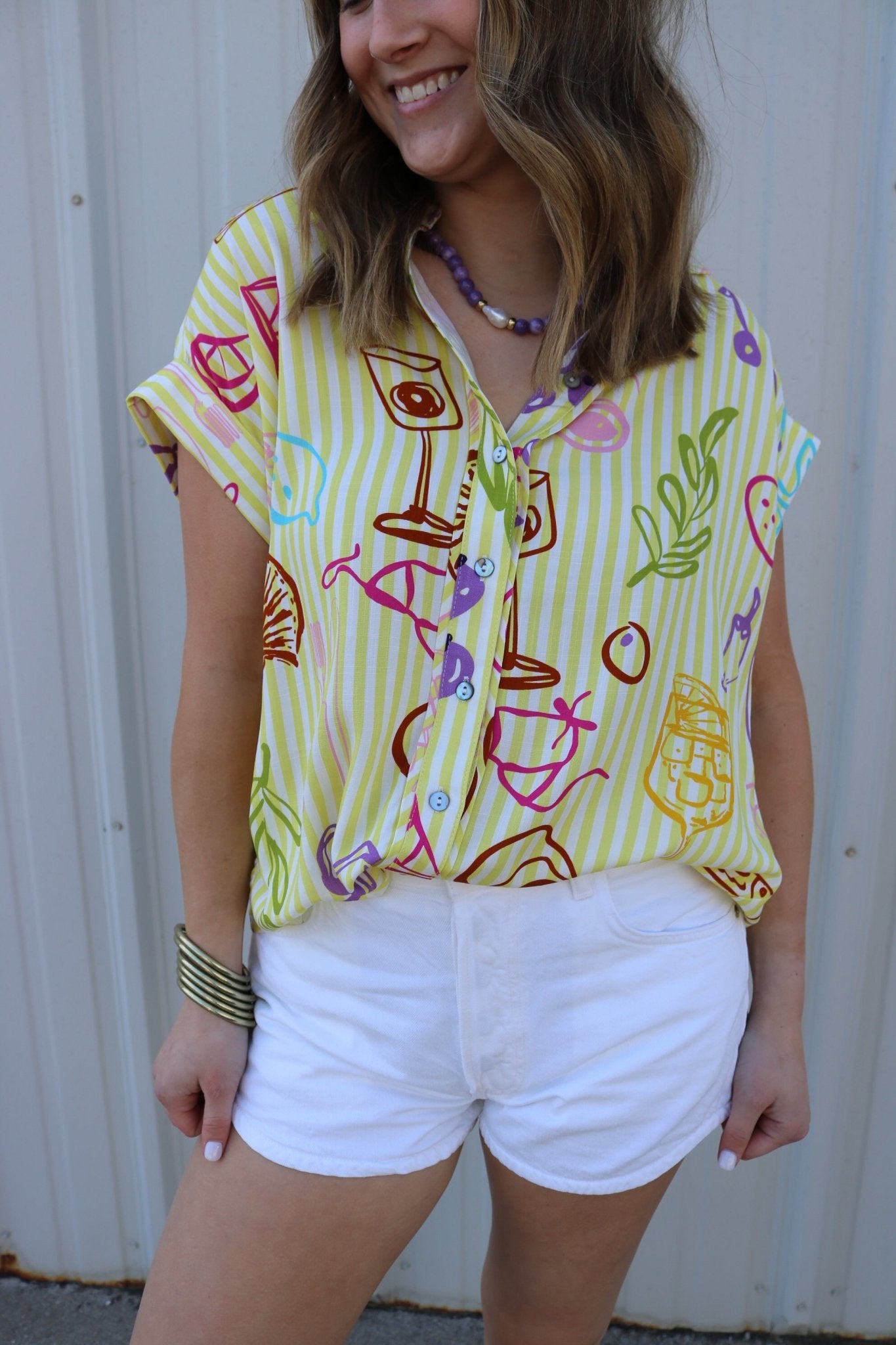 Happy Hour Stripe Blouse - Olive You BoutiqueOLIVE YOU232121T30176