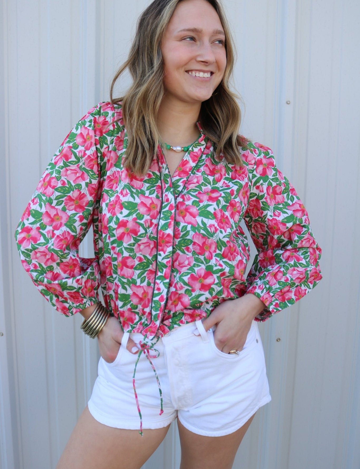 Floral Balloon Sleeve Emmet Blouse - Olive You BoutiqueELIZABETH JAMES THE LABEL227783282301