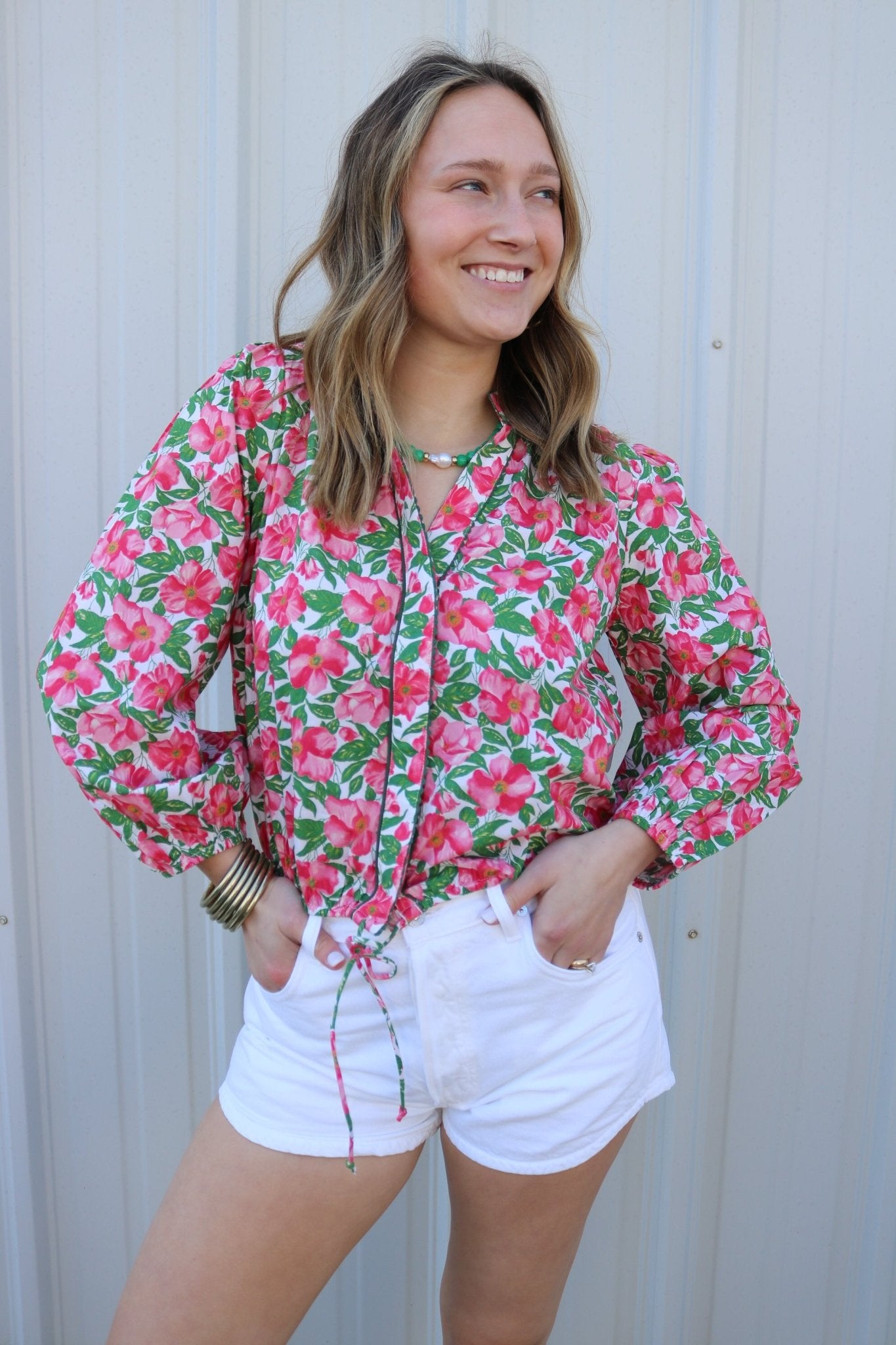 Floral Balloon Sleeve Emmet Blouse - Olive You BoutiqueELIZABETH JAMES THE LABEL227783282301