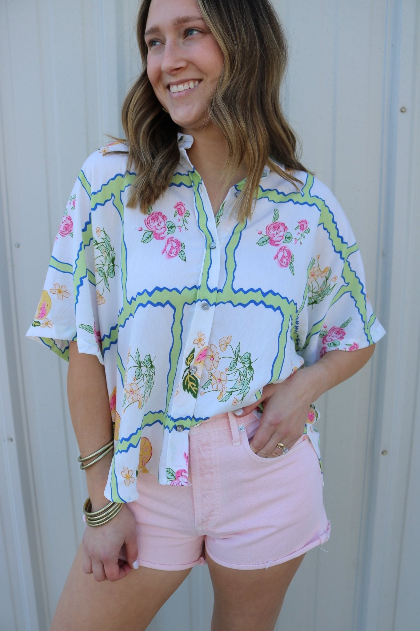 The Garden Party Grid Blouse - Olive You BoutiqueOLIVE YOU232118T29986