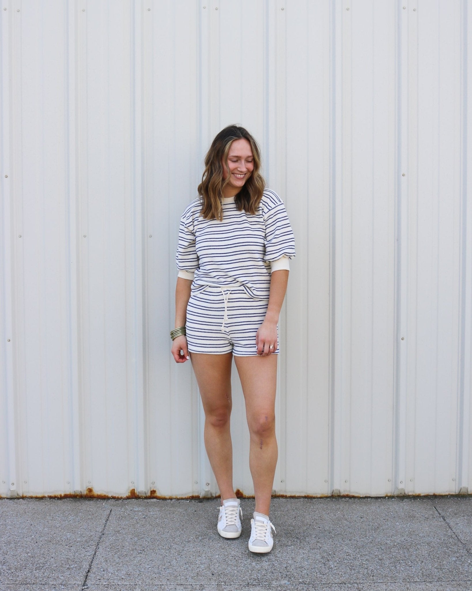 Loop Stripe Terry Sweat Shorts - Olive You BoutiquePERFECTWHITETEE227864B23-F33-SUMMER(1)