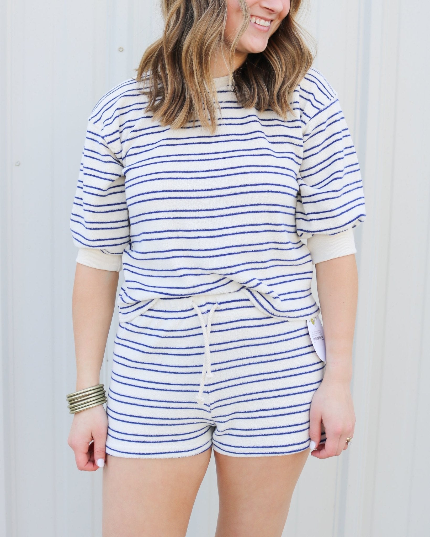 Loop Stripe Terry Sweat Shorts - Olive You BoutiquePERFECTWHITETEE227864B23-F33-SUMMER(1)