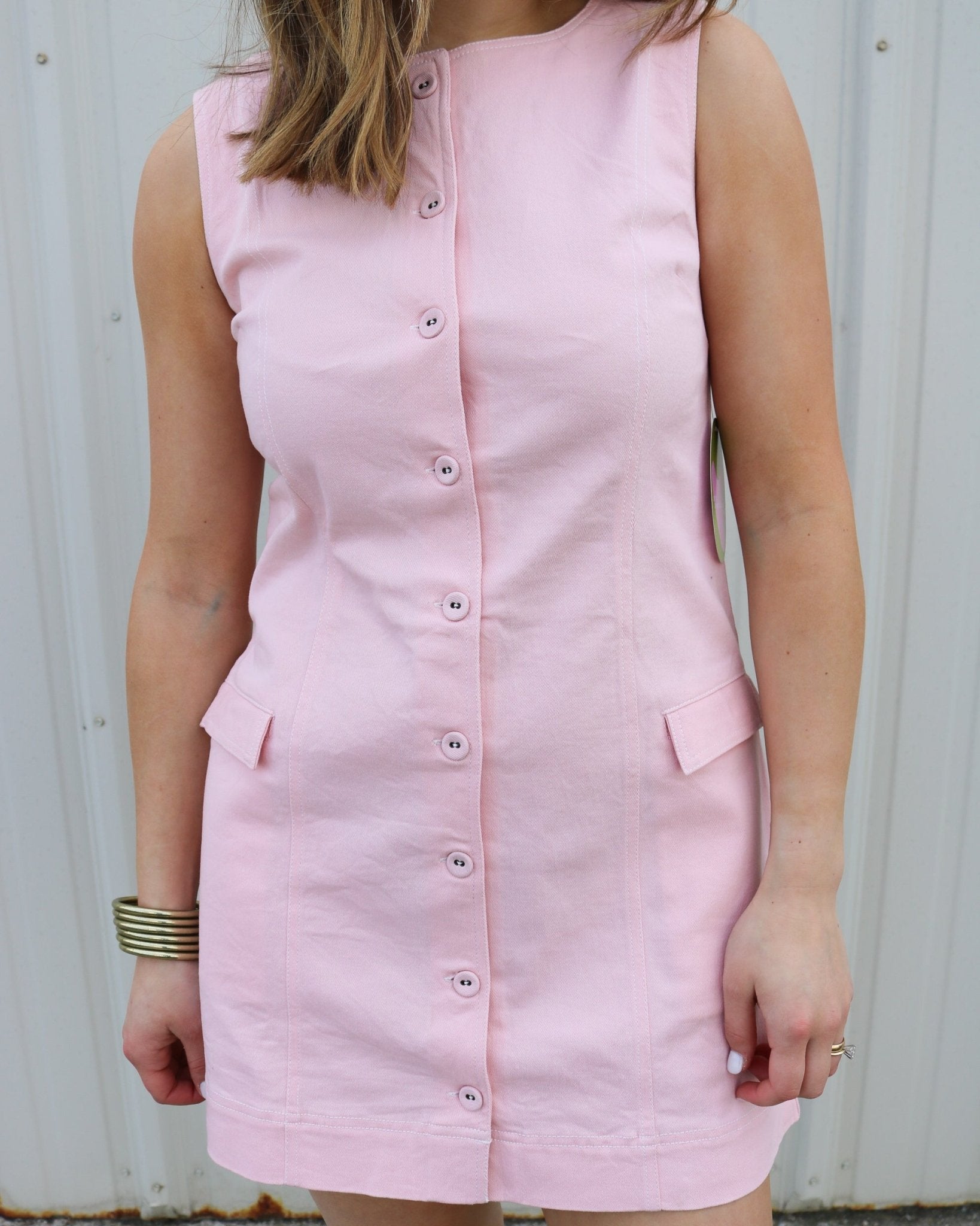 Button Front Pocket Mini Dress - Olive You BoutiqueELIZABETH JAMES THE LABEL2277711134293