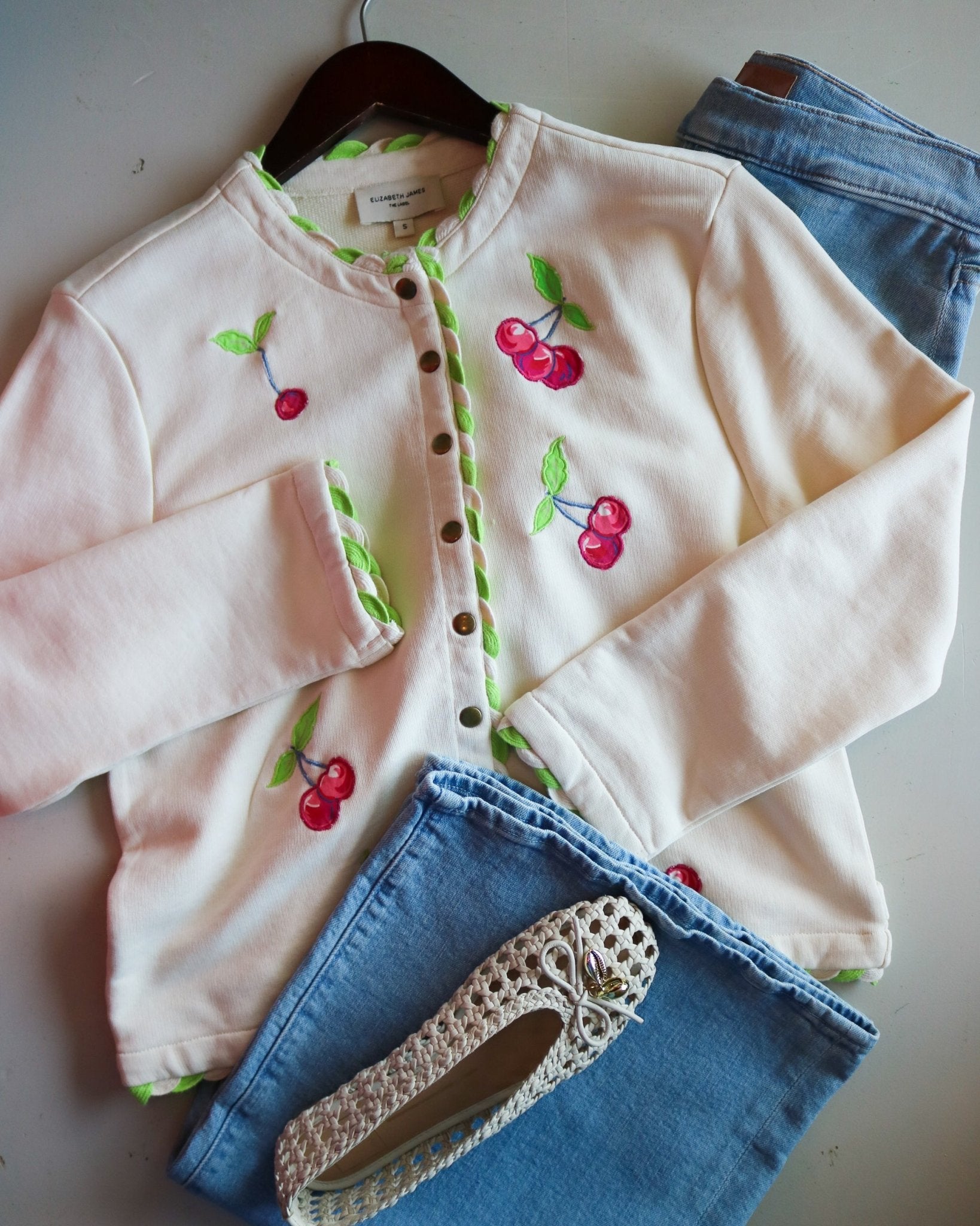 Cherry Embroidered Cardigan - Olive You BoutiqueELIZABETH JAMES THE LABEL227778277298