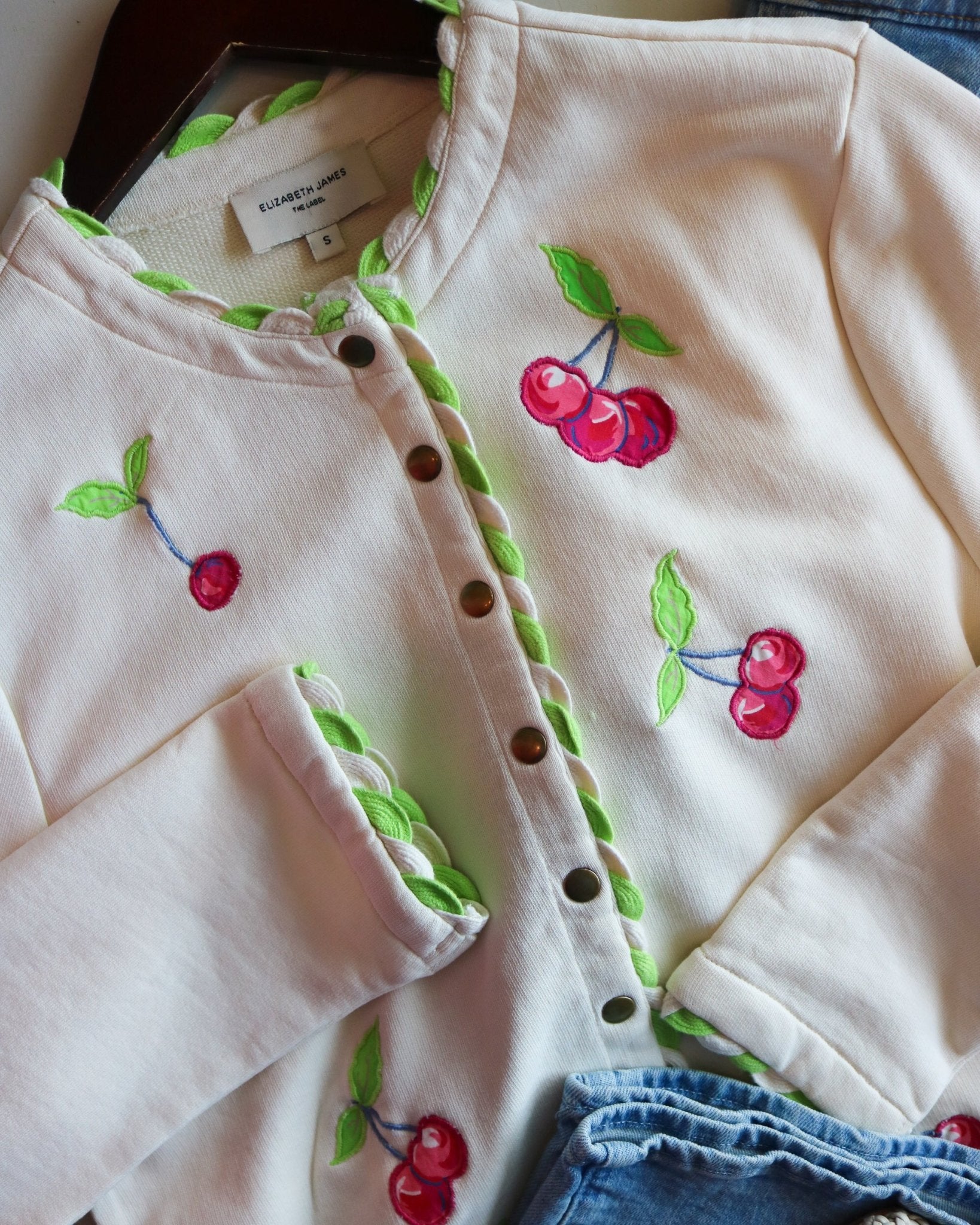 Cherry Embroidered Cardigan - Olive You BoutiqueELIZABETH JAMES THE LABEL227778277298