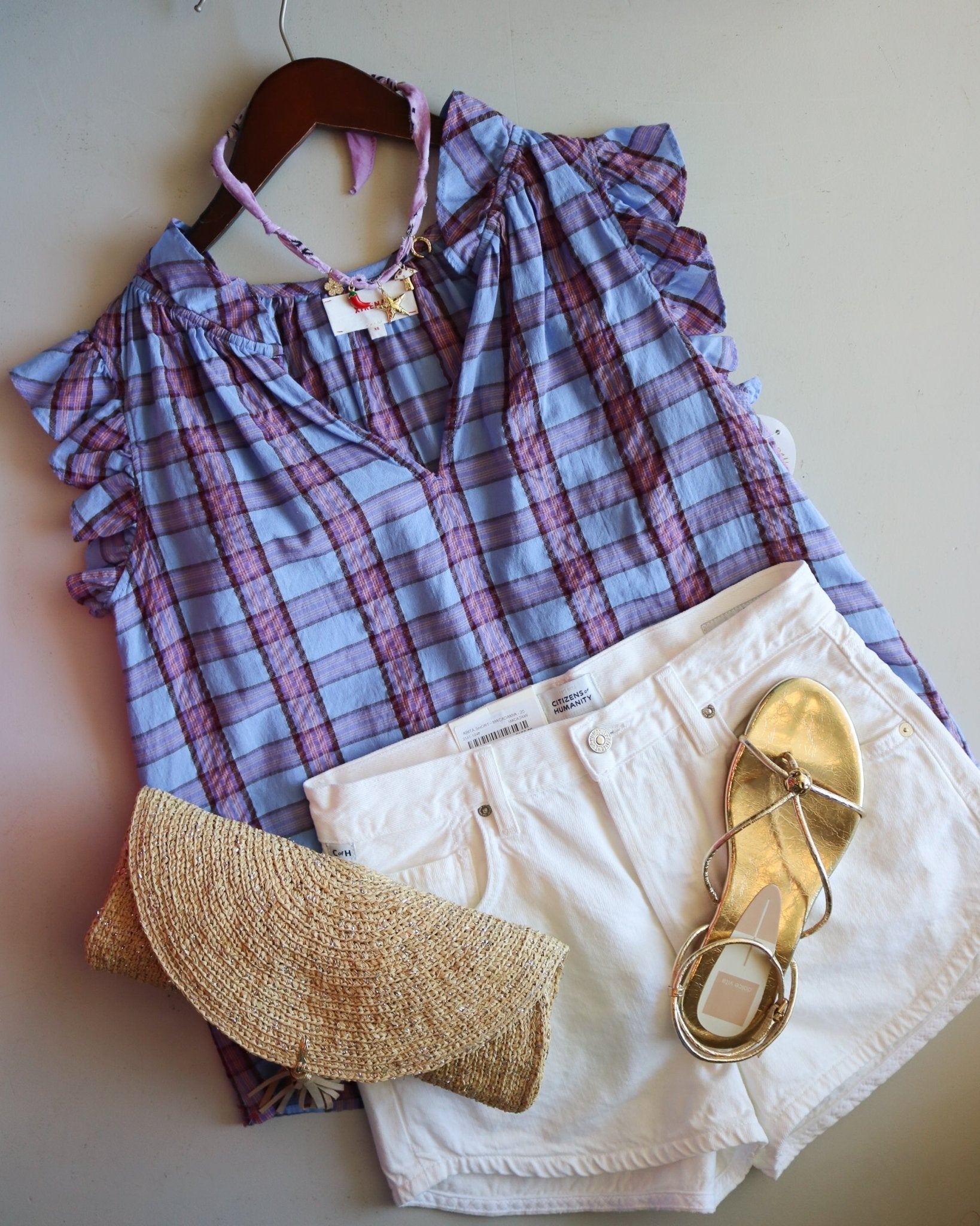 Bex Ruffle Sleeveless Plaid Blouse - Olive You BoutiqueXIRENA229298X5DDP049