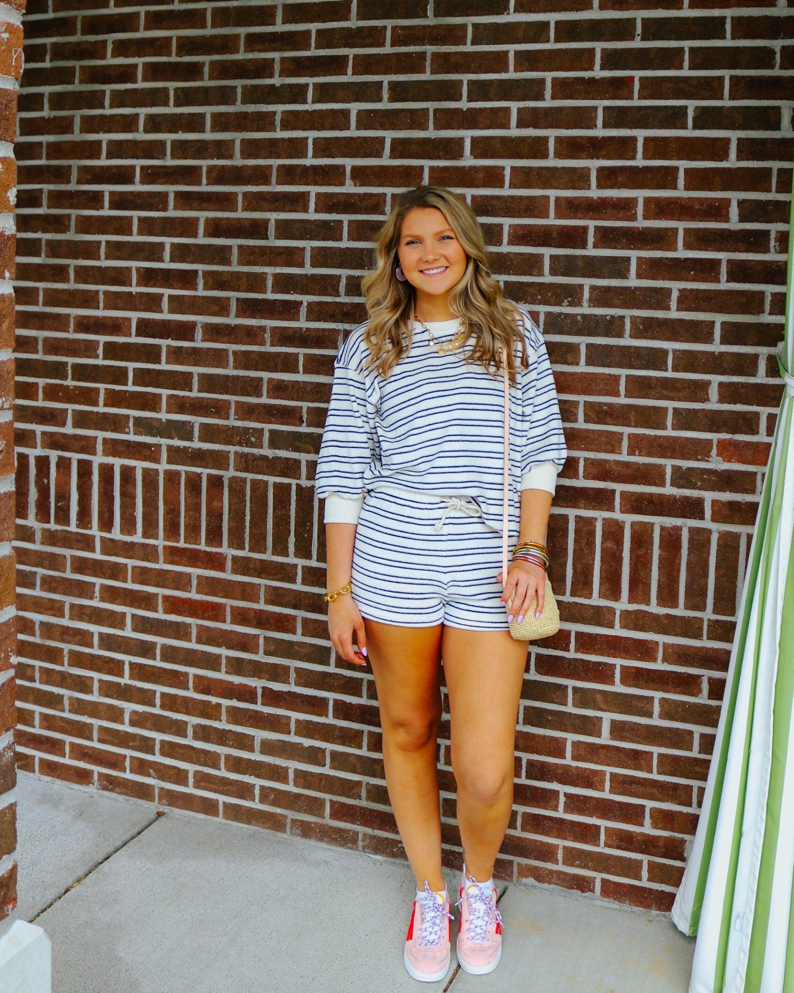 Loop Stripe Terry Sweat Shorts - Olive You BoutiquePERFECTWHITETEE227864B23-F33-SUMMER(1)