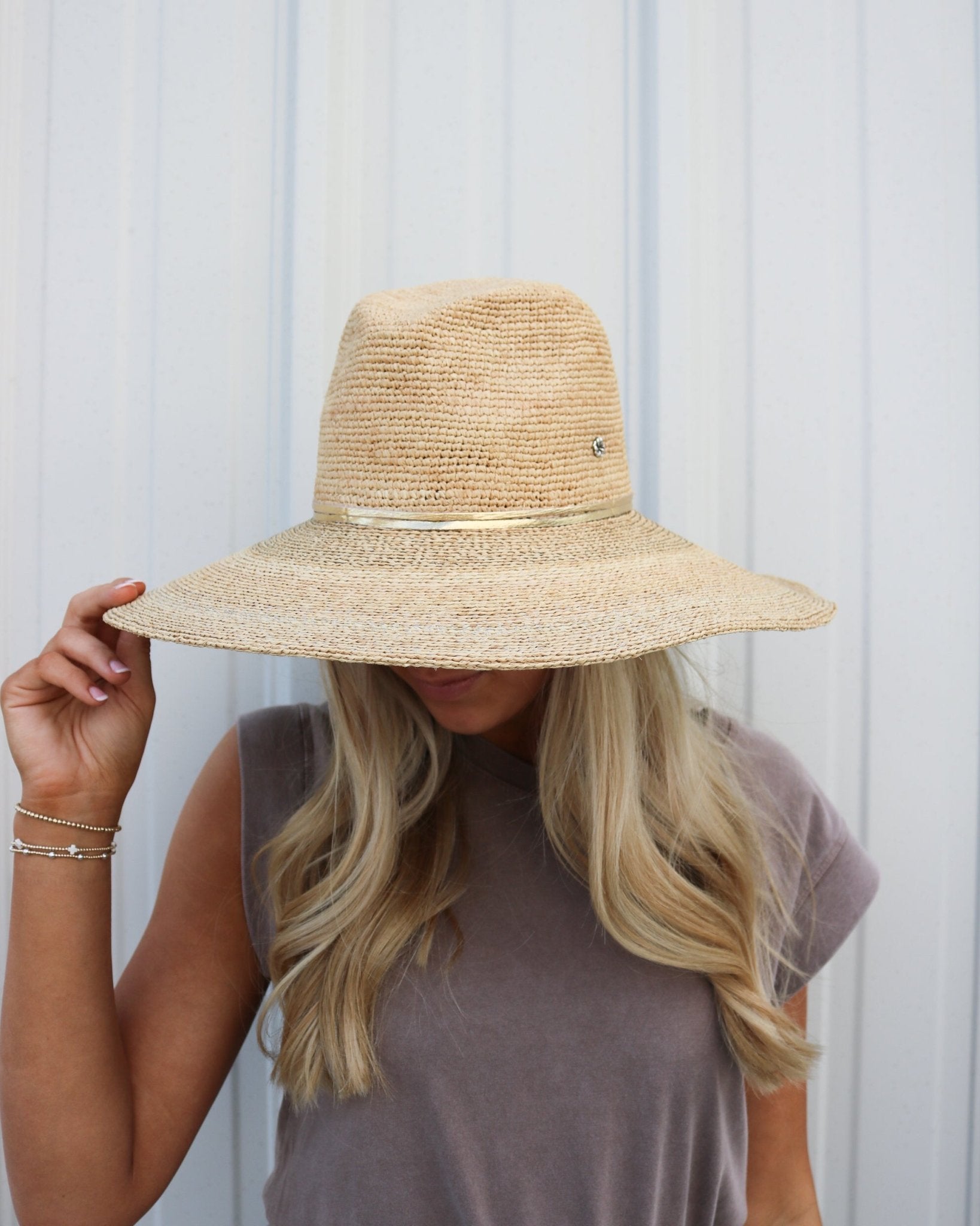 Marie Crochet Raffia/Metallic Hat - Olive You BoutiqueFlora Bella232042Marie