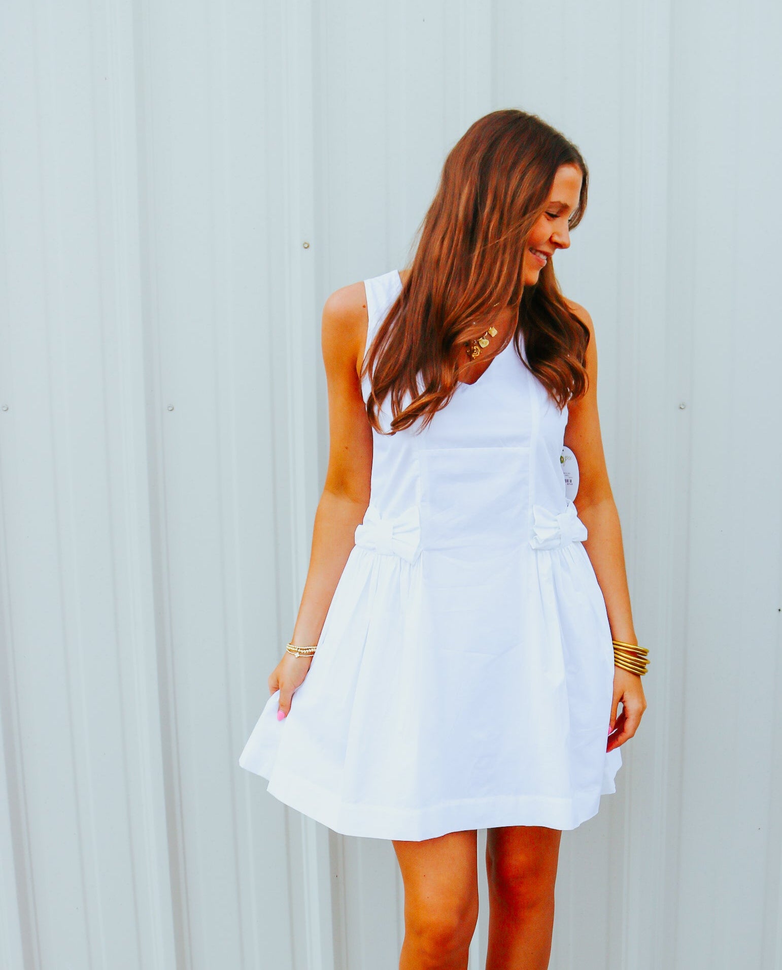 Pleated Bow V Neck Mini Dress - Olive You BoutiqueLOVE THE LABEL229223L2603-6349