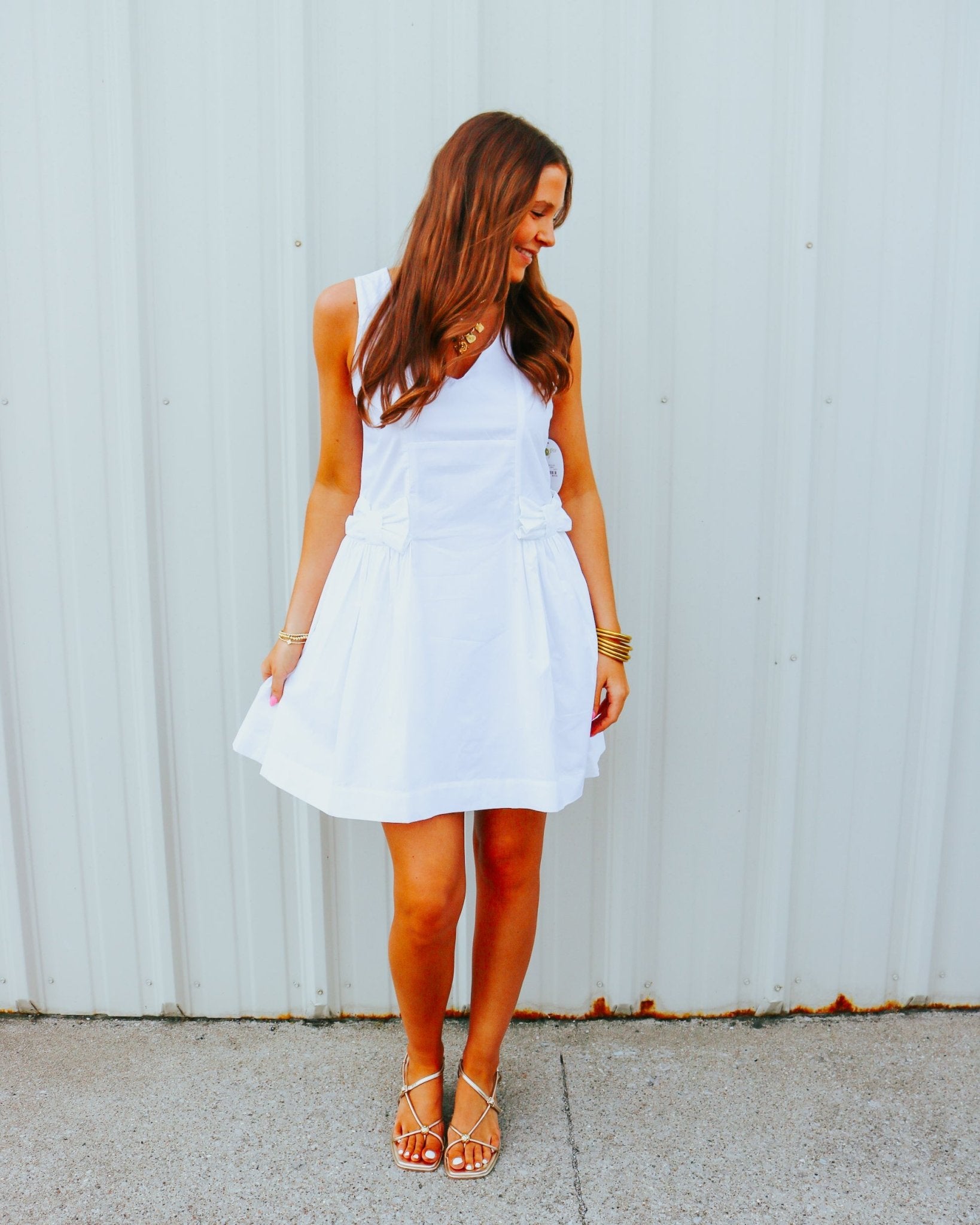 Pleated Bow V Neck Mini Dress - Olive You BoutiqueLOVE THE LABEL229223L2603-6349