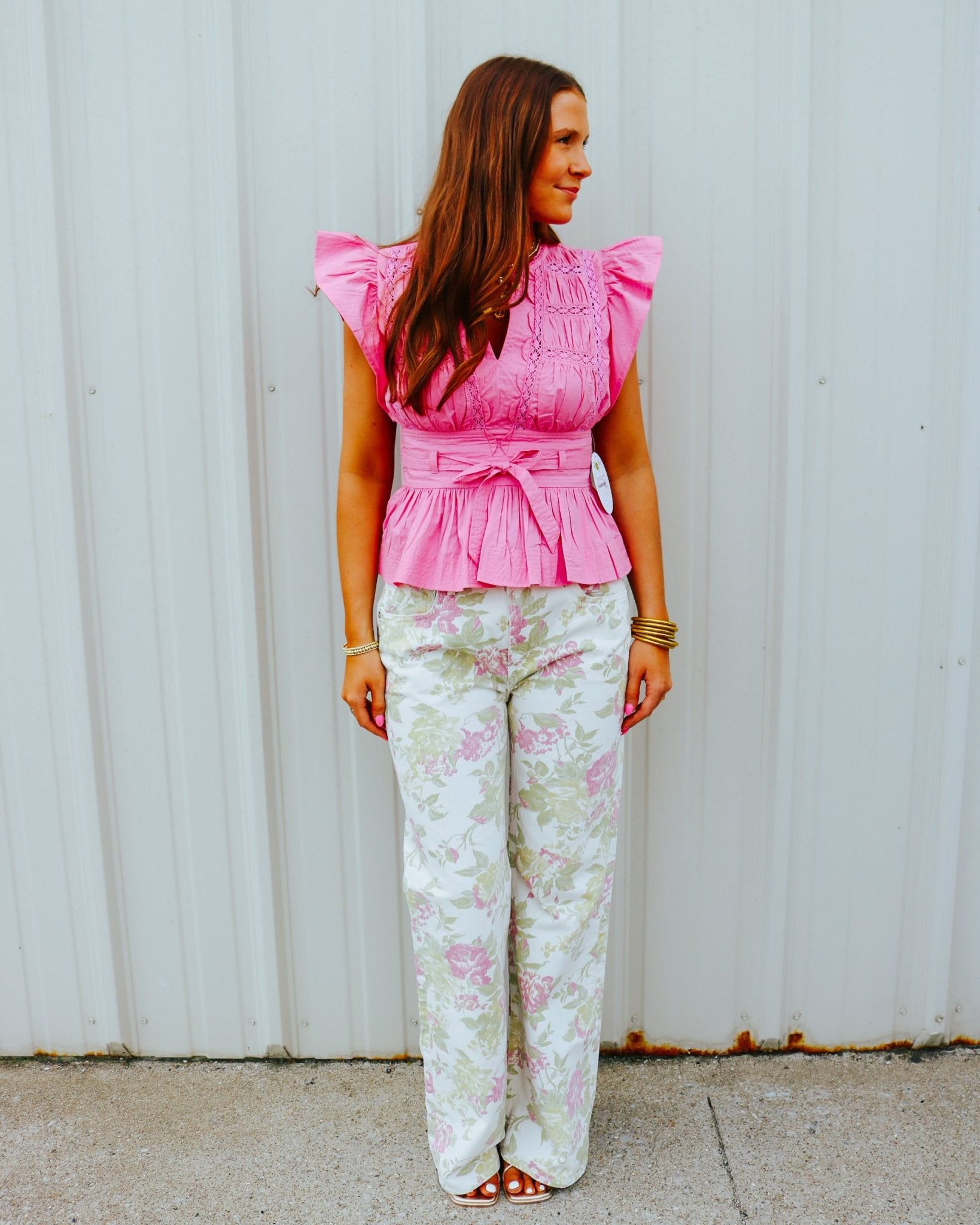 Tie Waist Ruffle Blouse - Olive You BoutiqueLOVE THE LABEL229230L2603-3271