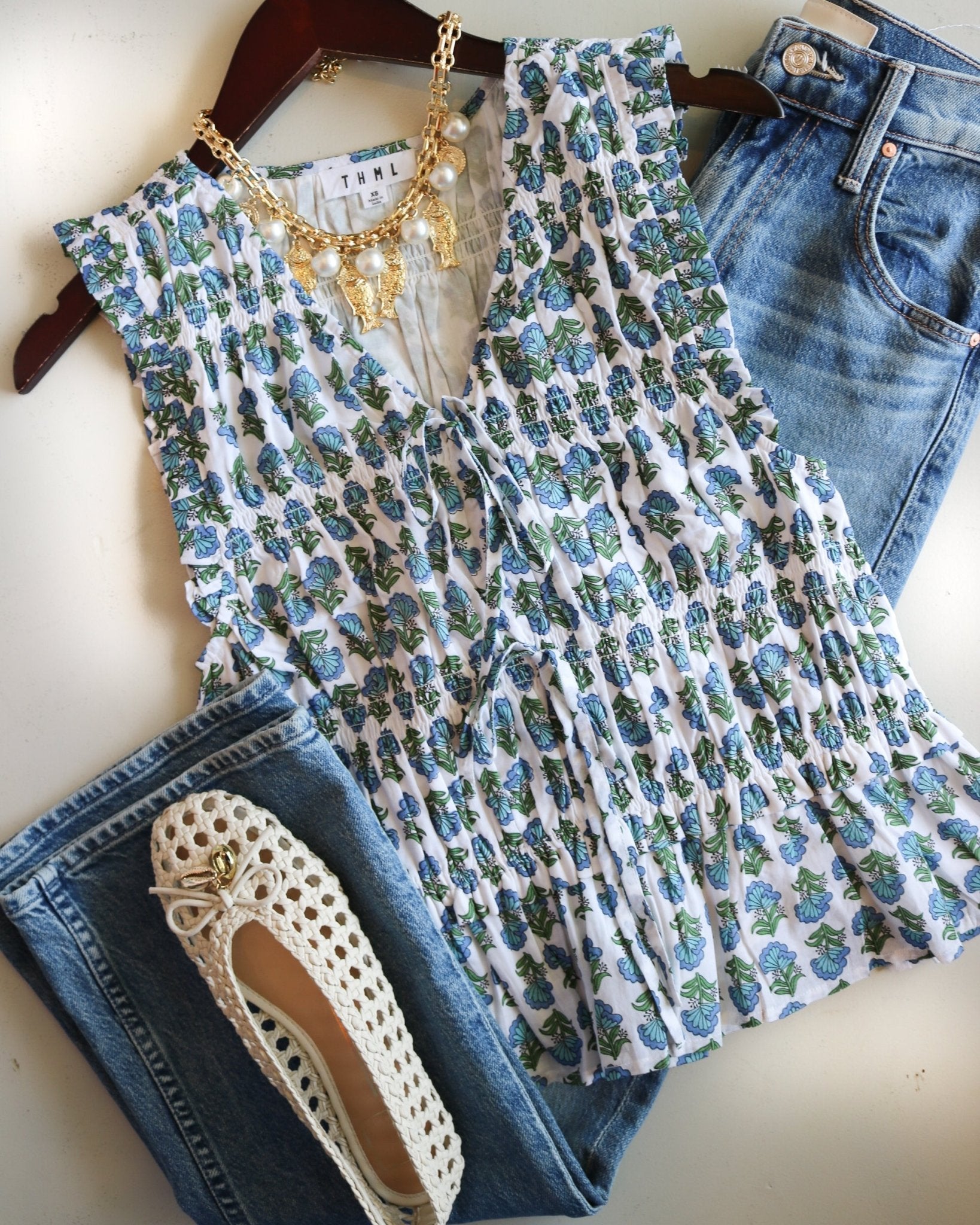 Garden Bloom Smocked Top - Olive You BoutiqueTHML232532TDM1104