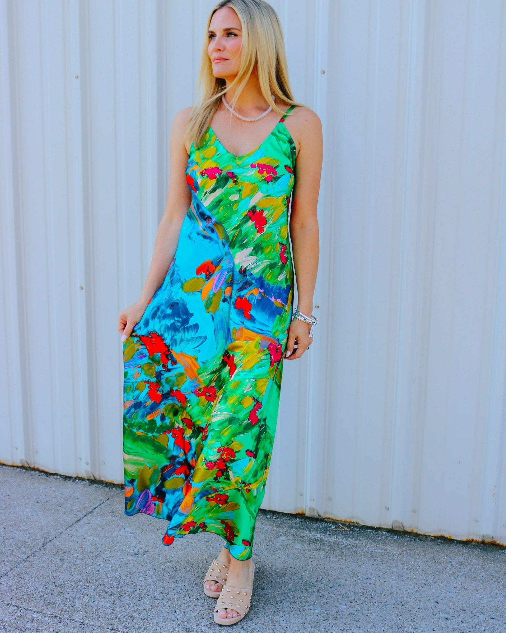 Kanako Abstract Floral Long Dress - Olive You BoutiqueJOHNNY WAS COLLECTION227685C36026-3